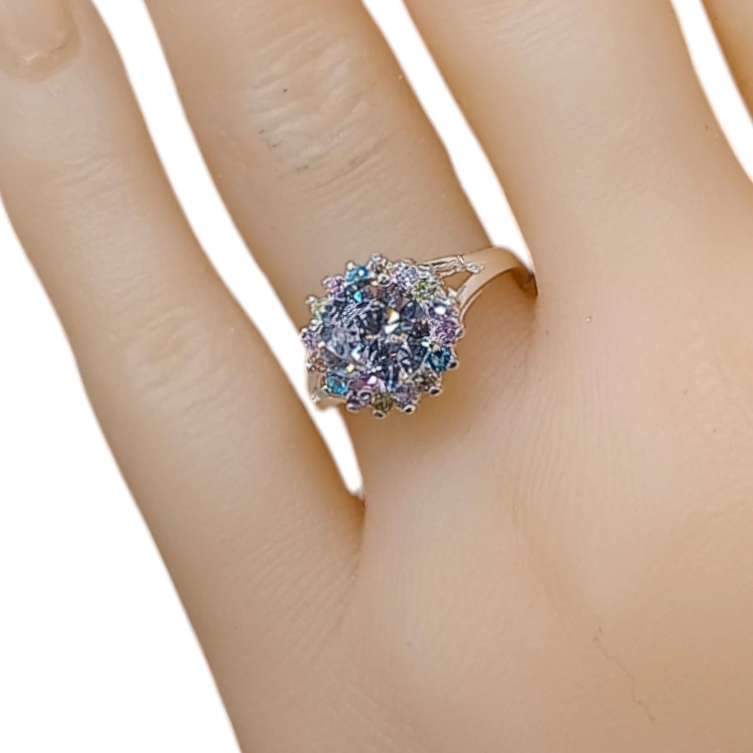 ANILLO MULTICOLOR PASTEL . PLATA .925