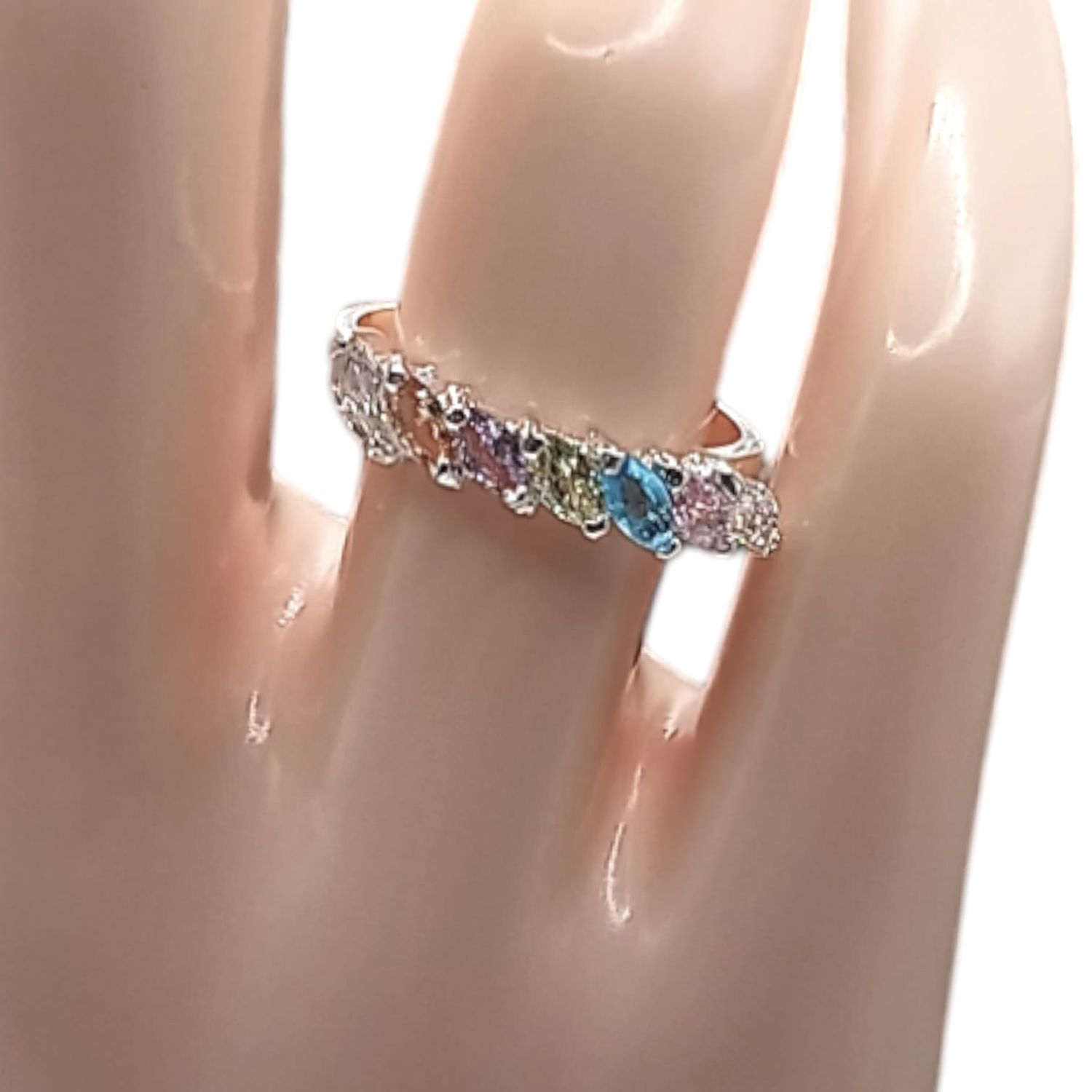 Anillo Churumbela multicolor medida #6.5 PLATA .925