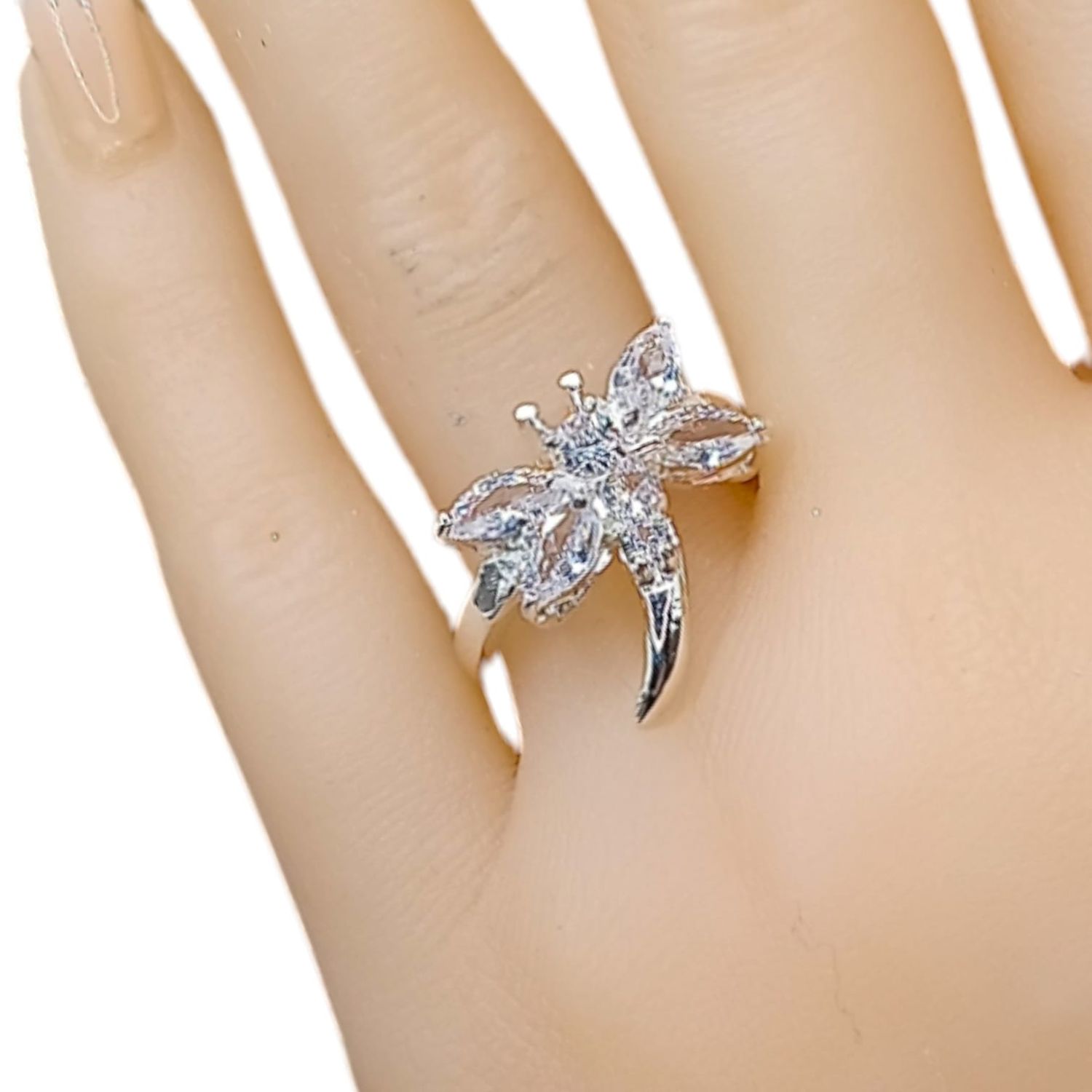 ANILLO LIBELULA CZ BCA  PLATA .925