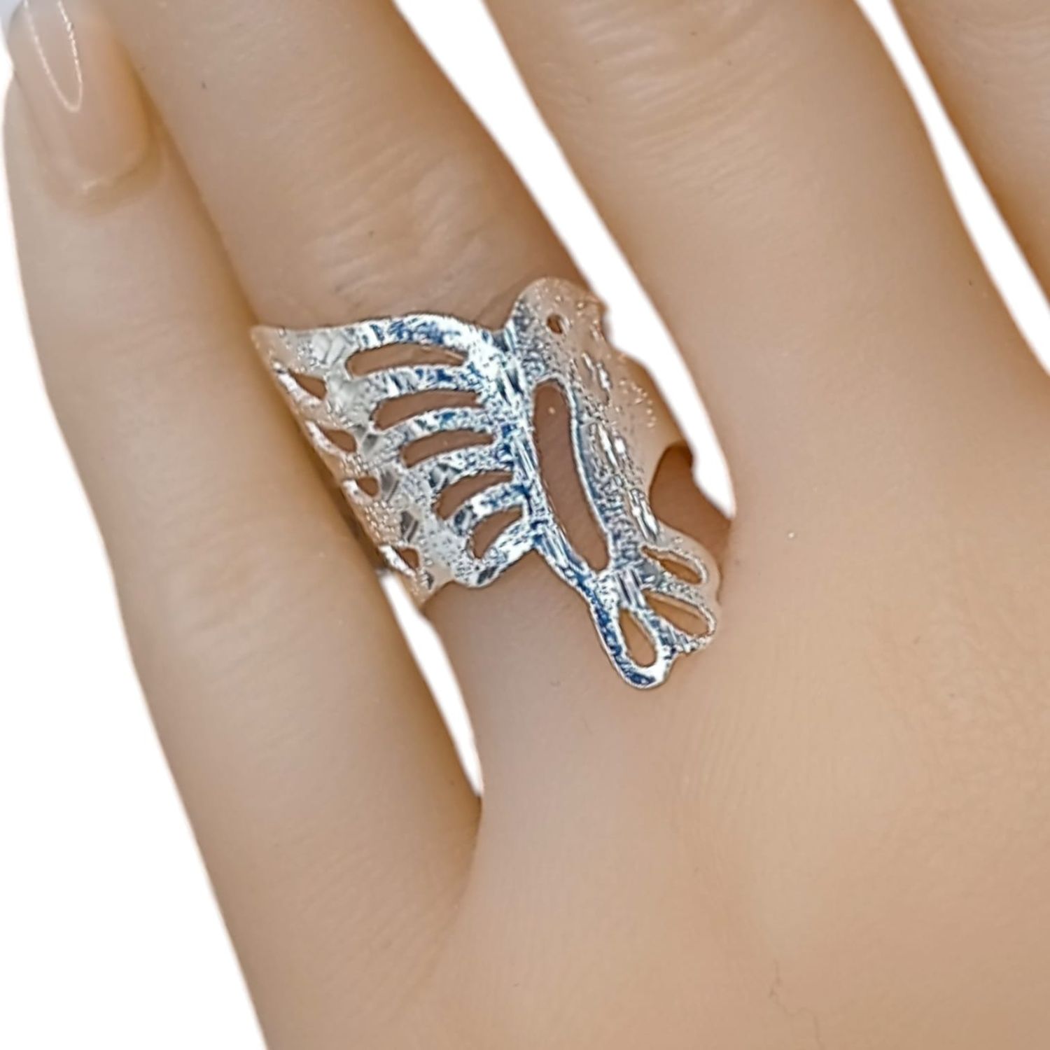 Anillo colibrí diamantado medida #6 PLATA .925