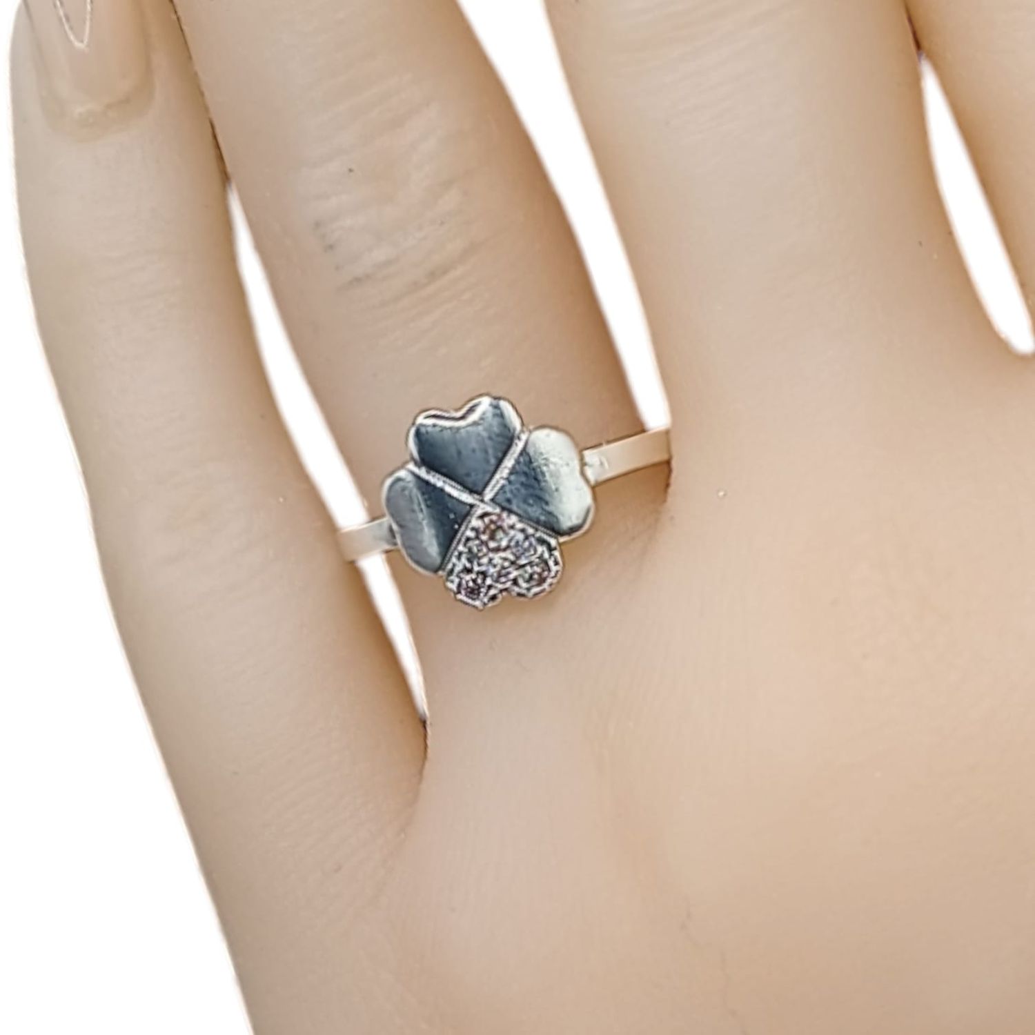 ANILLO TREBOL CON CZ VARIAS MEDIDAS PLATA .925