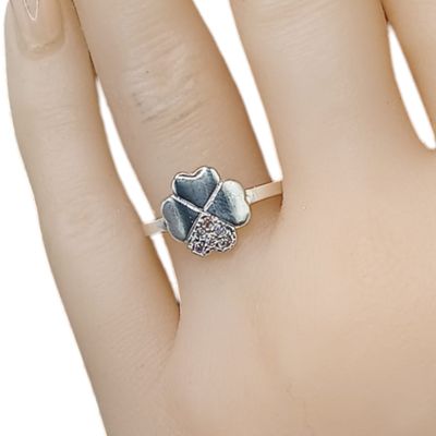 ANILLO TREBOL CON CZ VARIAS MEDIDAS PLATA .925