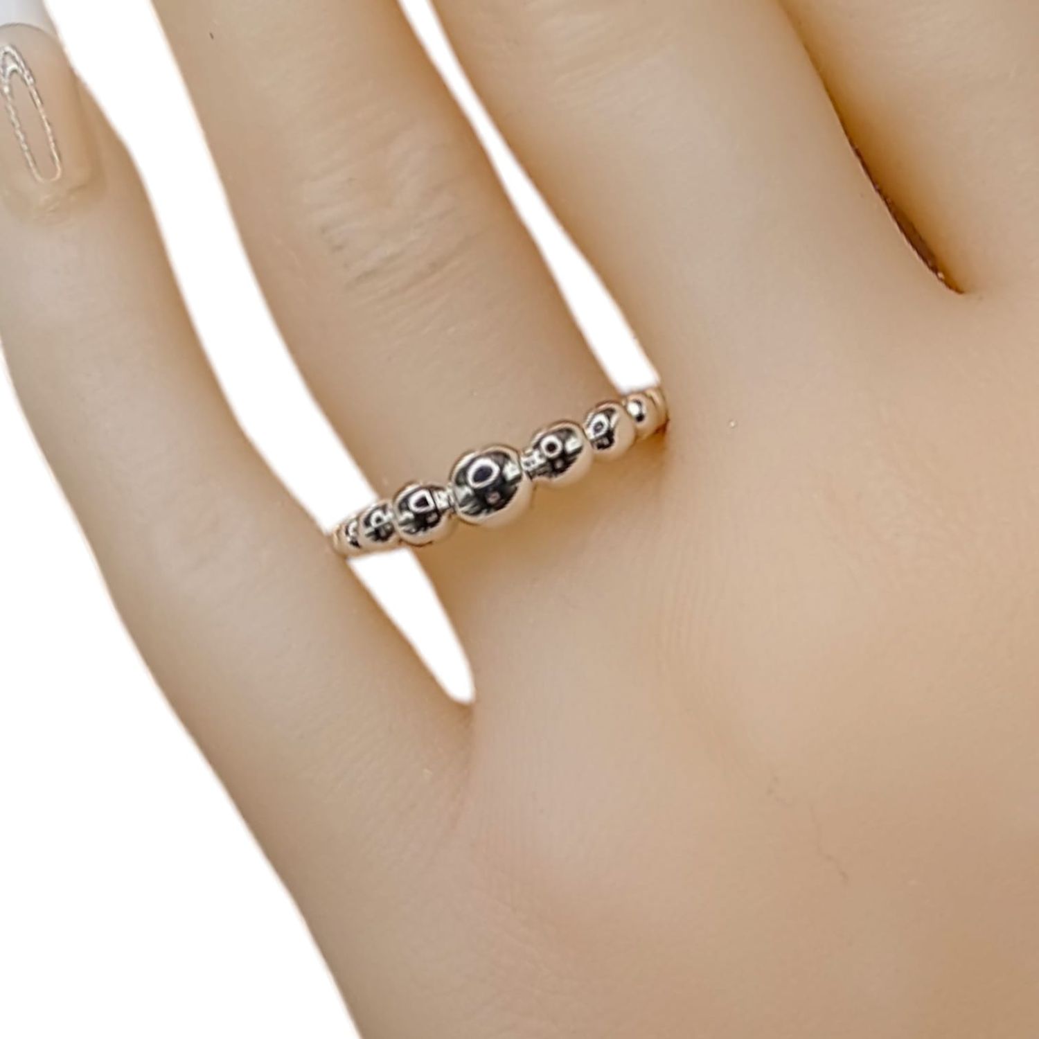 ANILLO DAMA BOLITAS VARIAS MEDIDAS PLATA .925