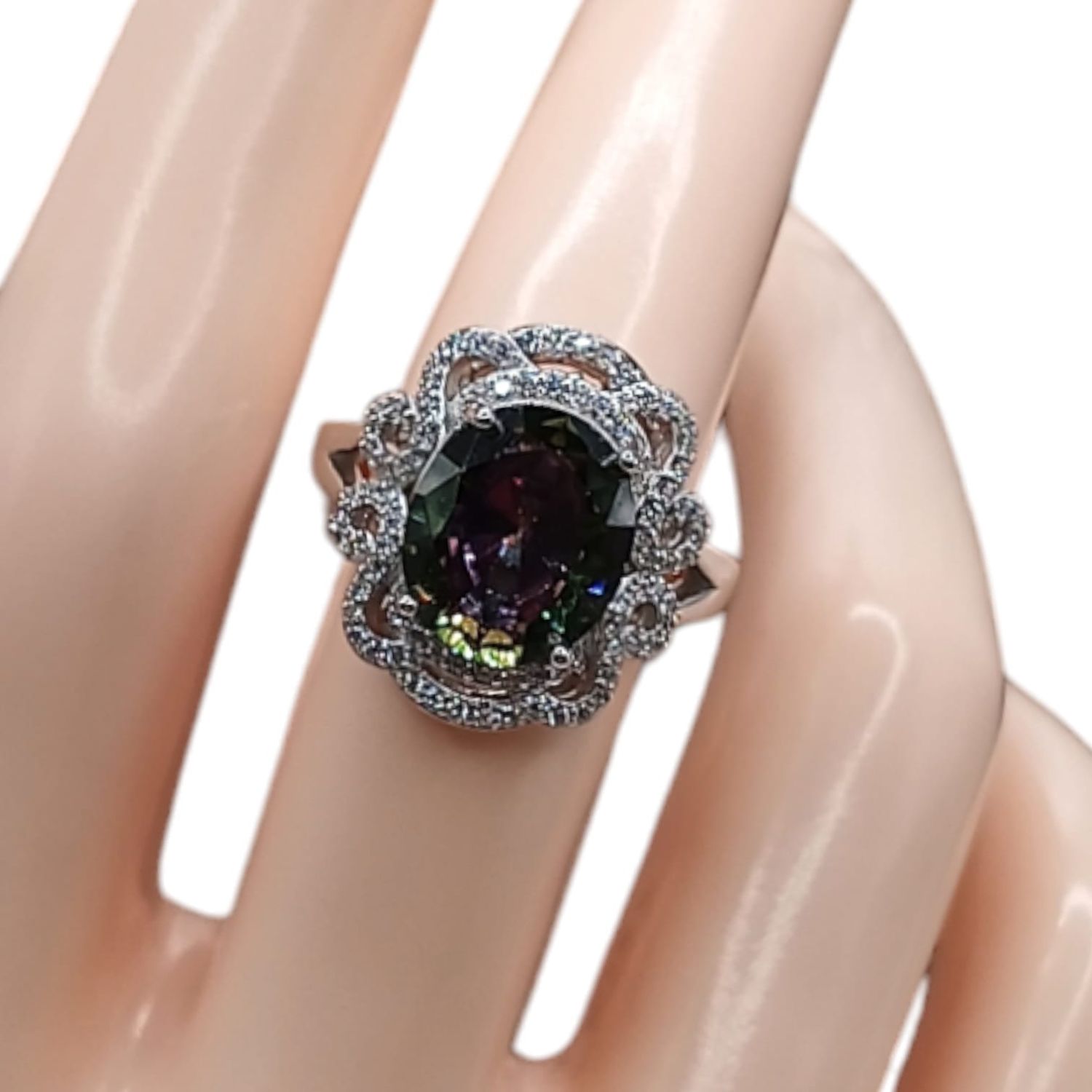 ANILLO TORNASOL CON MINI CZ VARIAS MEDIDAS PLATA .925
