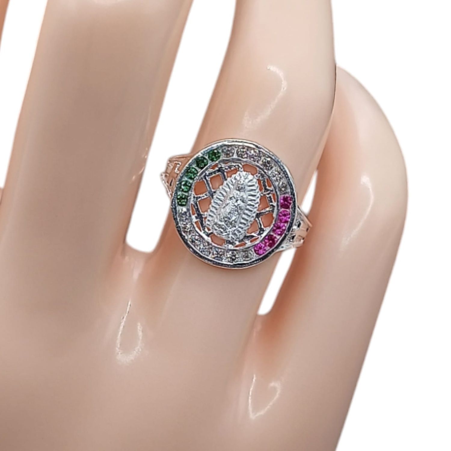 ANILLO PLATA VIRGEN COLOR BANDERA #6  PLATA .925