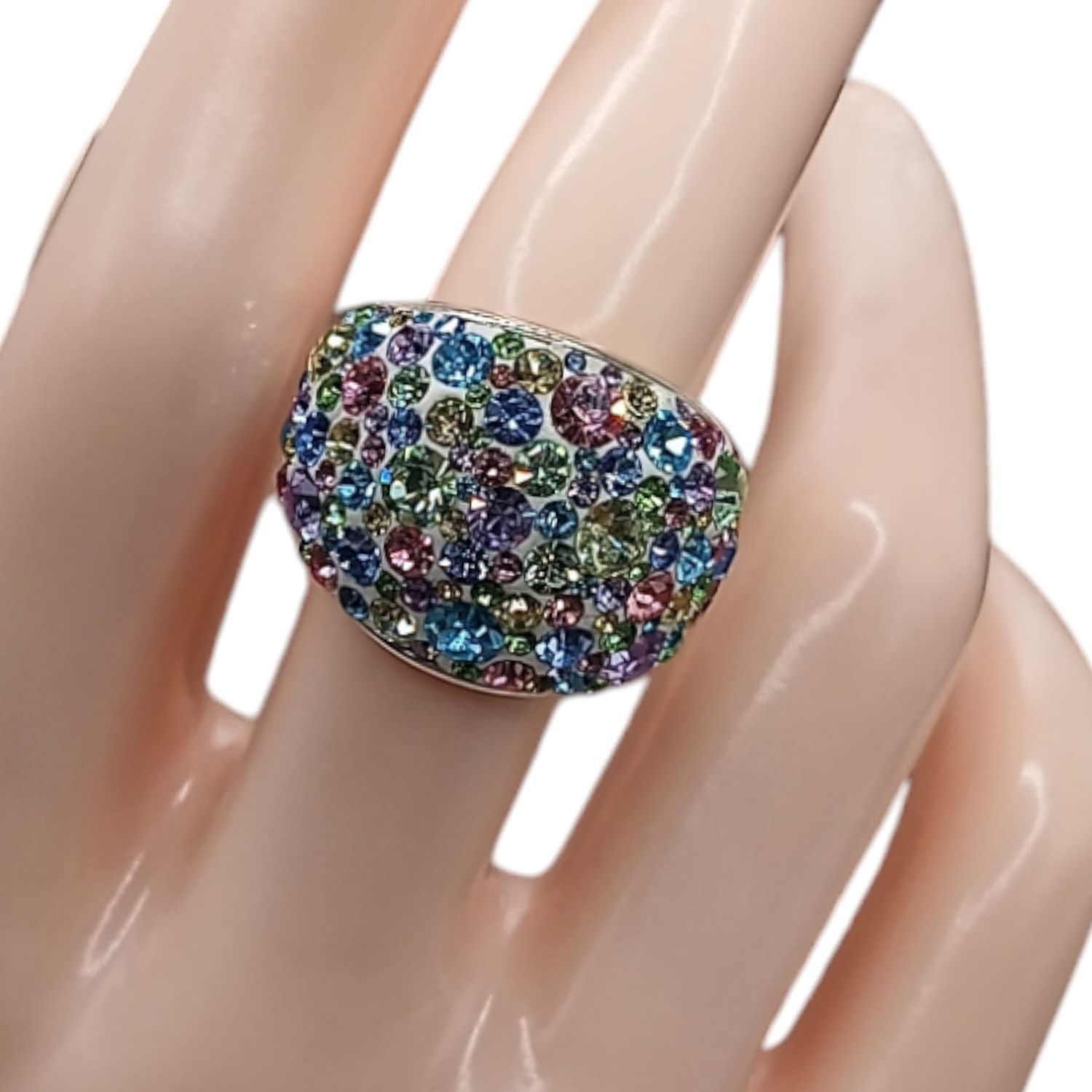 ANILLO PIEDRA SW MULTICOLOR PLATA .925