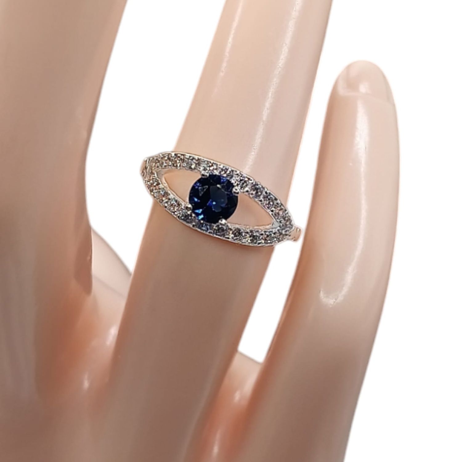 ANILLO CZ AZUL CON CZ VARIAS MEDIDAS PLATA .925