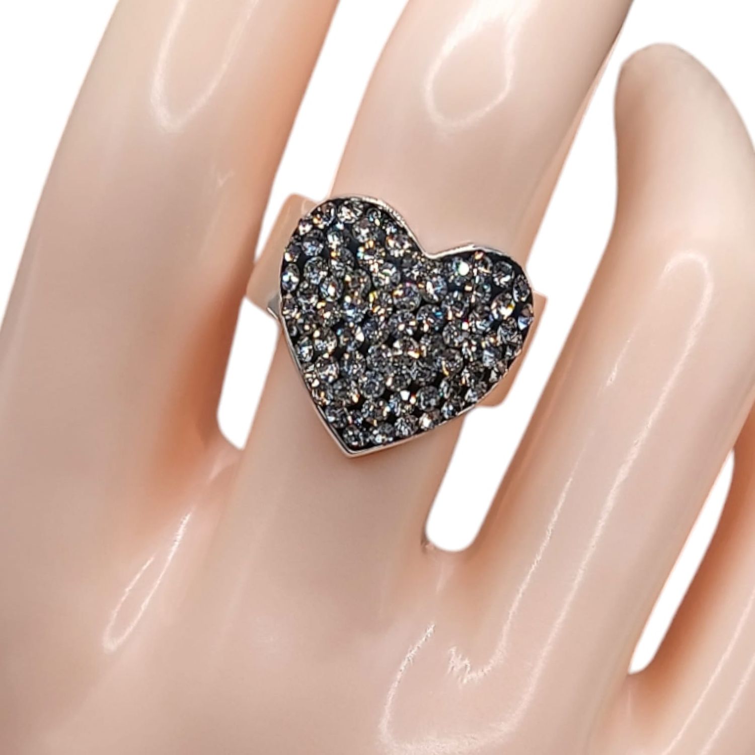 ANILLO CORAZON MULTIPIEDRA PLATA .925