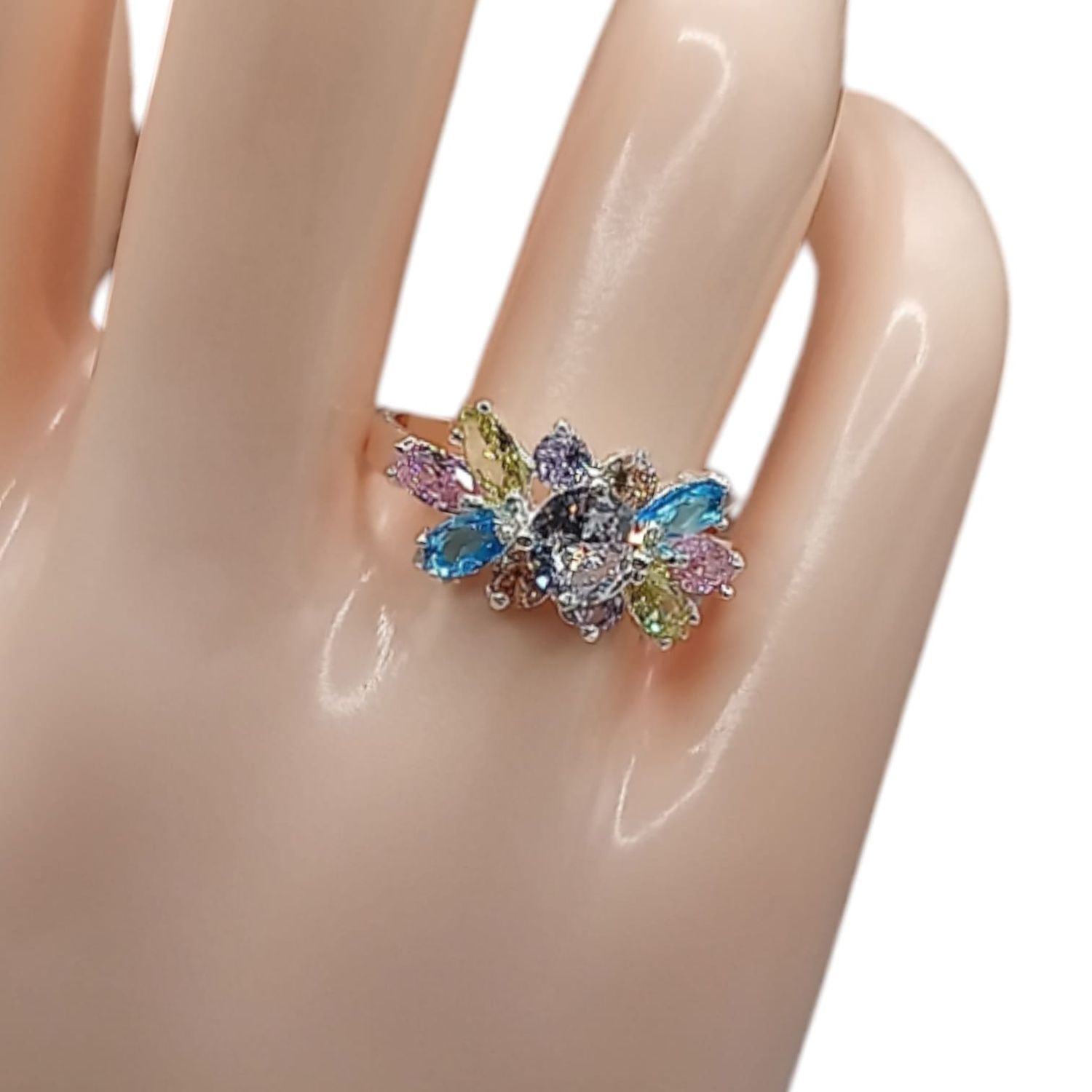 Anillo Fancy multicolor # 9  PLATA .925