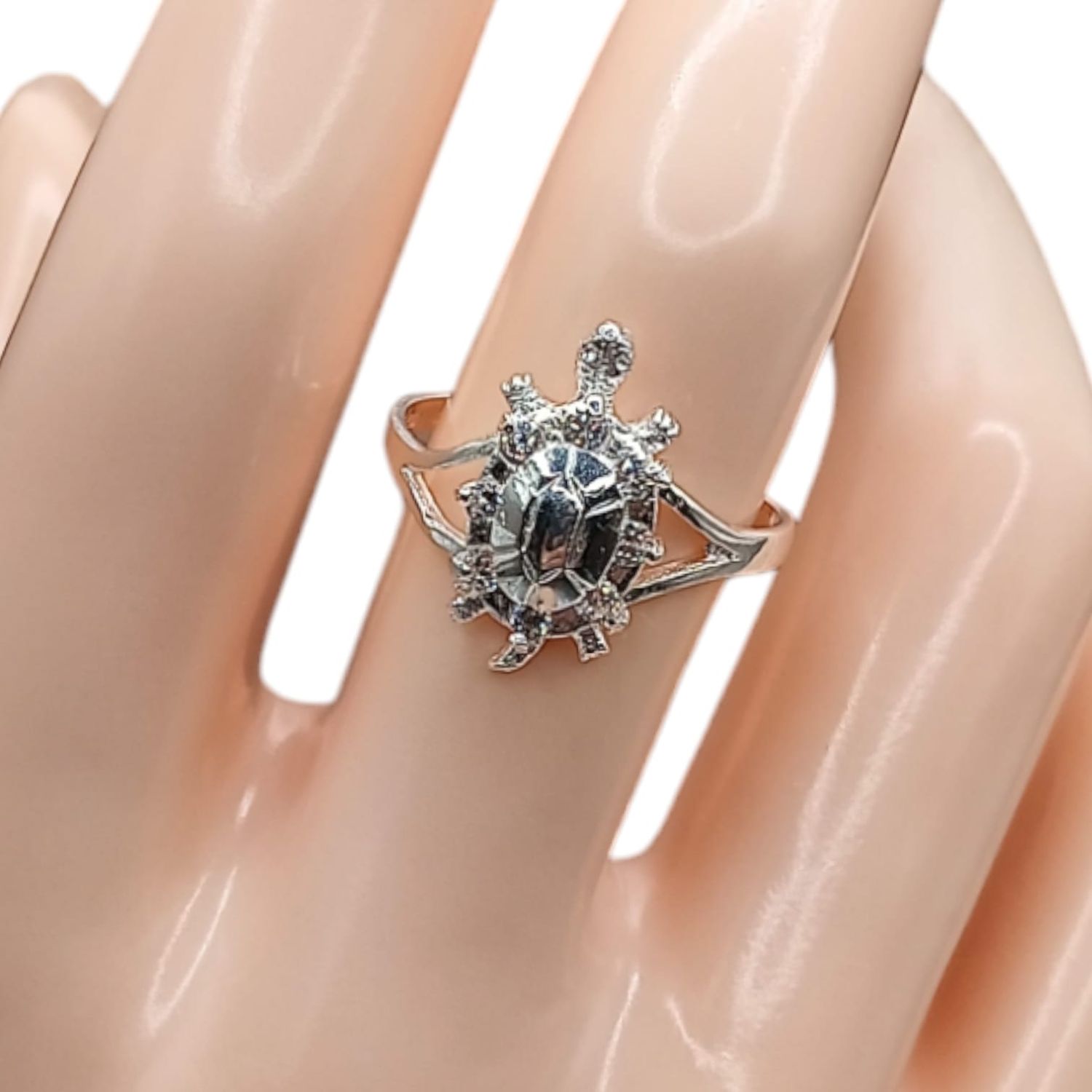 ANILLO TORTUGA CZ BCA VARIAS MEDIDAS . PLATA .925