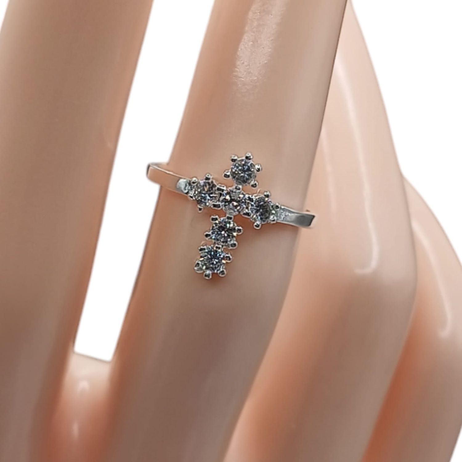 ANILLO DE CRUZ CON CZ  # 5  PLATA .925