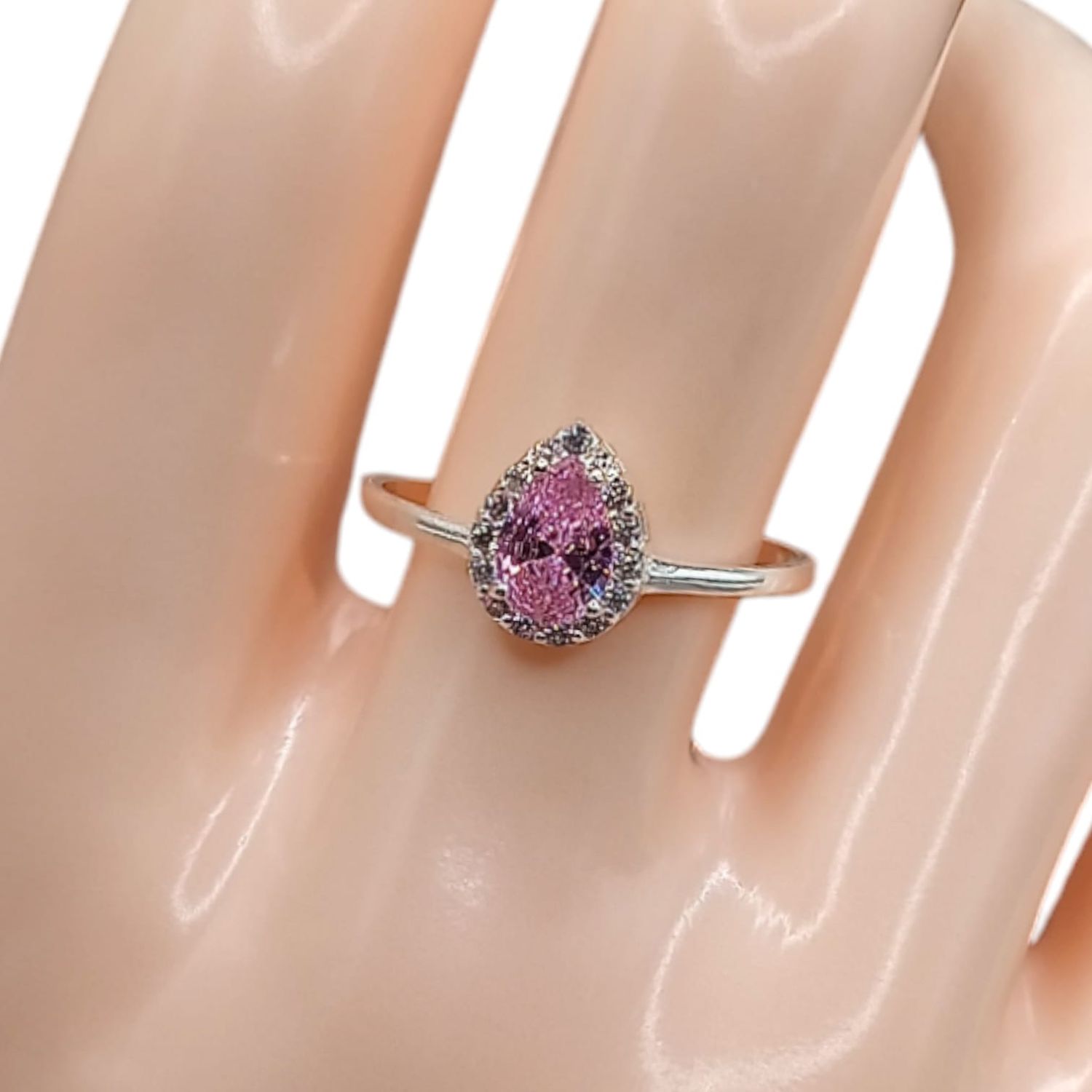 ANILLO GOTA ROSA VARIAS MEDIDAS PLATA .925