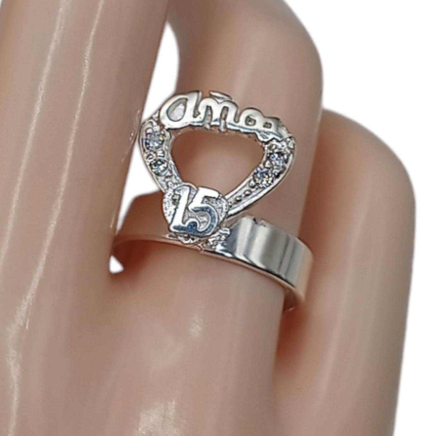 ANILLO GIRATORIO15 AÑOS #8 PLATA .925