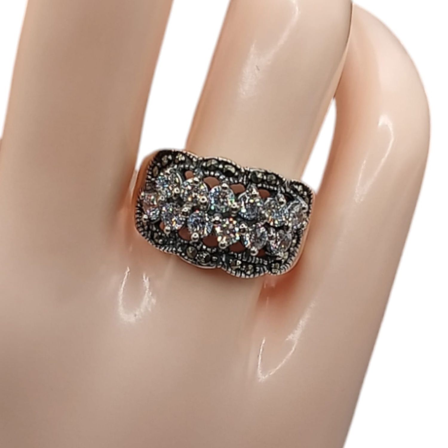 ANILLO MARQUESITA CZ BLCA, VARIAS MEDIDAS  PLATA .925