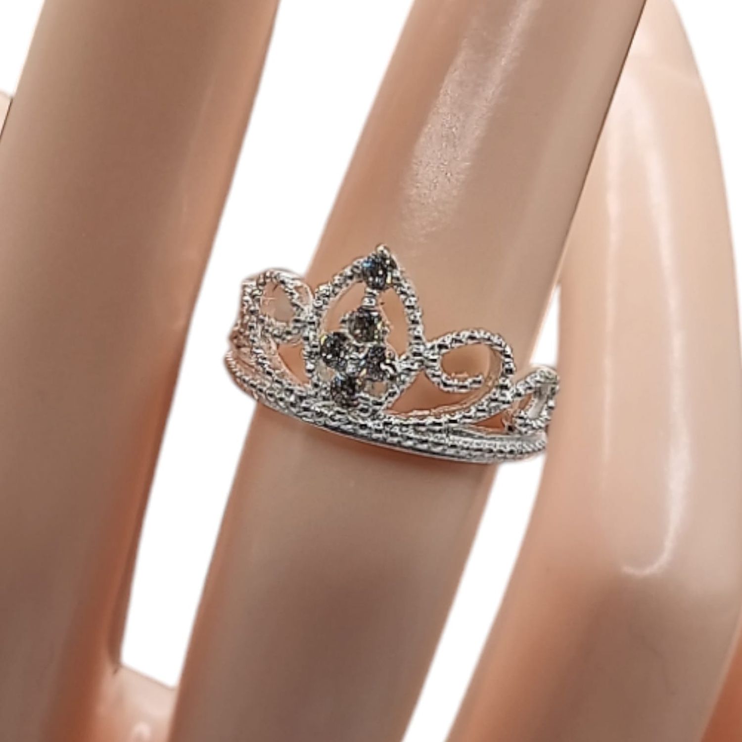 ANILLO CORONA CON CZ  VARIAS MEDIDAS PLATA .925