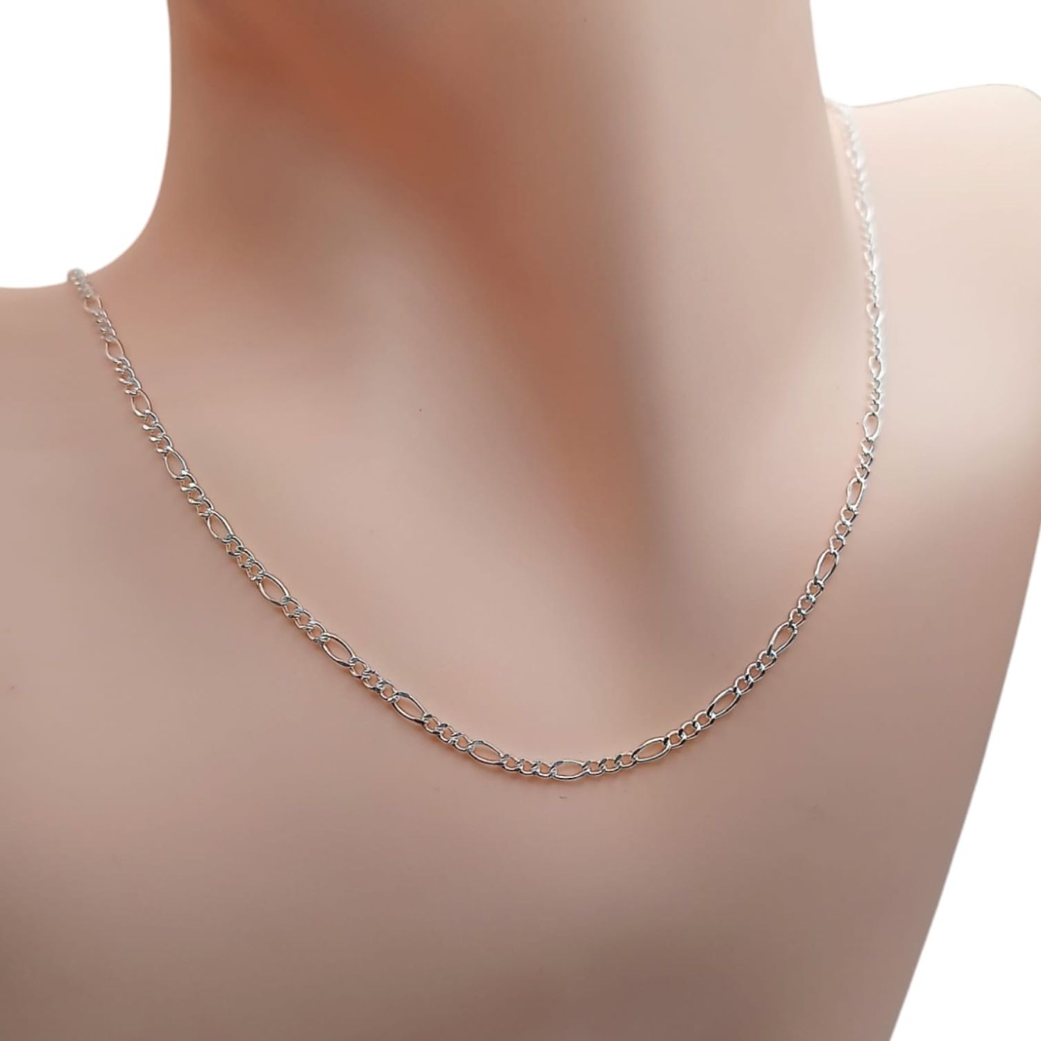 Cadena diamantada Fígaro largo 20&quot;, ancho 2mm. PLATA .925