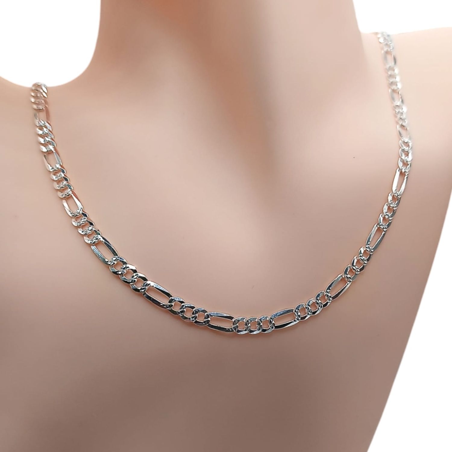 Cadena Fígaro Diamantada largo 24&quot;, ancho 5mm.