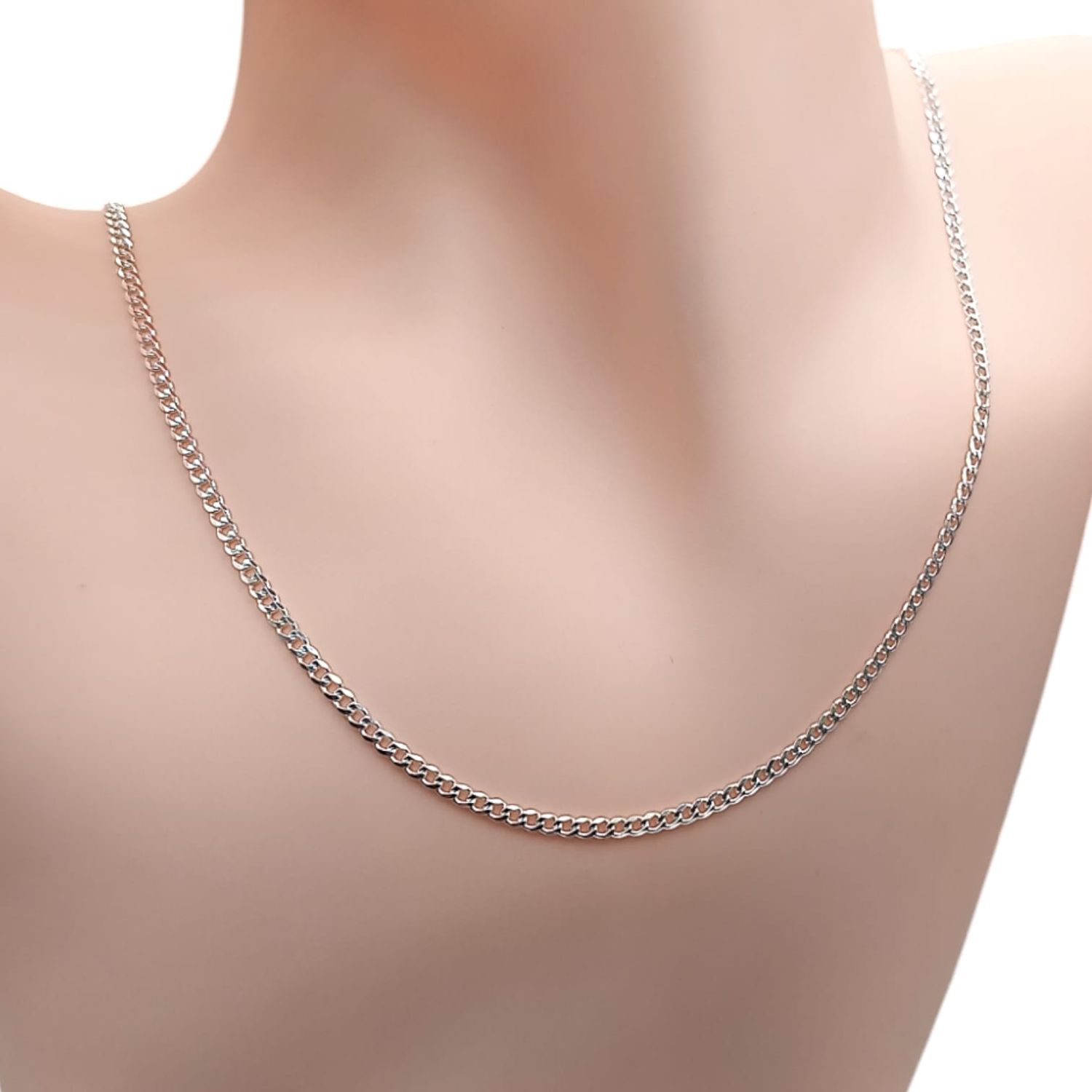 Cadena Cubana diamantada 2.5mm 18&quot; de largo PLATA .925