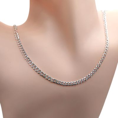 Cadena diamantada cubana largo 20&quot;, ancho 4mm. PLATA .925