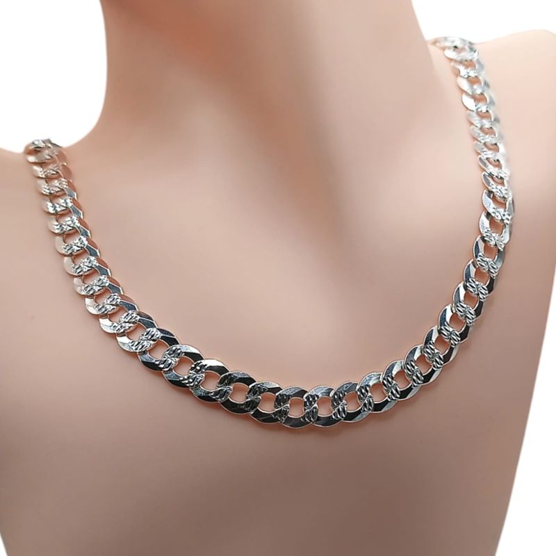 CADENA CUBANA DIAMANTADA ANCHO 9mm LARGO 26&quot; PLATA .925