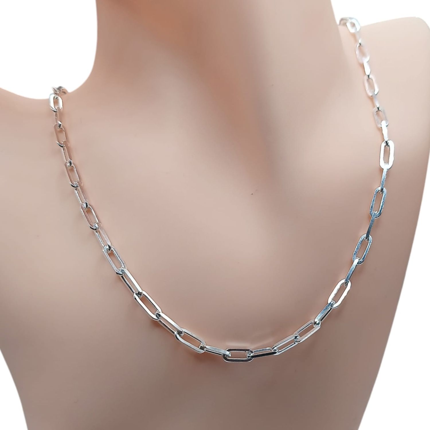 CADENA PAPER CLIP LARGO 18&quot; ANCHO 4mmPLATA .925