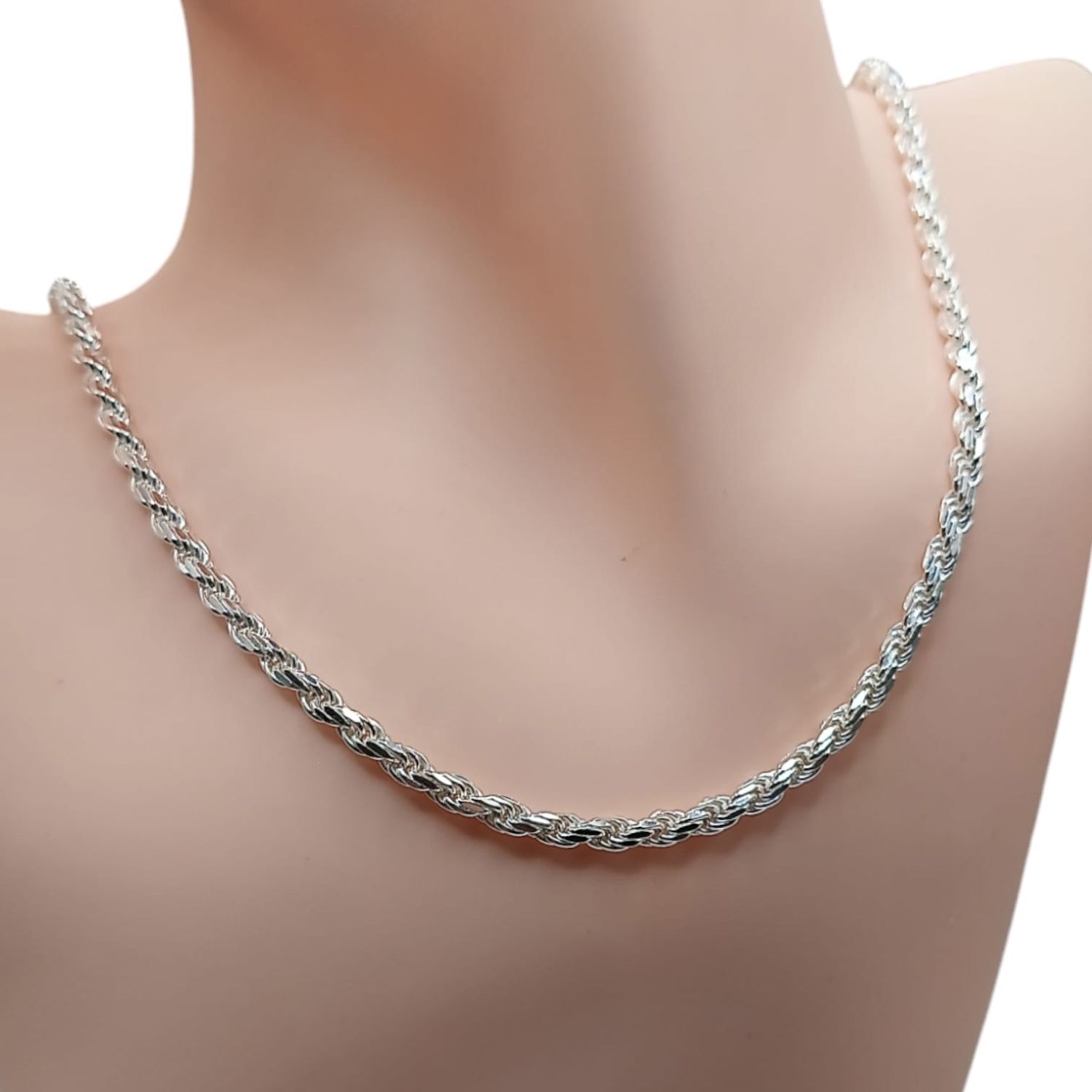CADENA TORZAL largo 20&quot; ancho 4mm PLATA .925