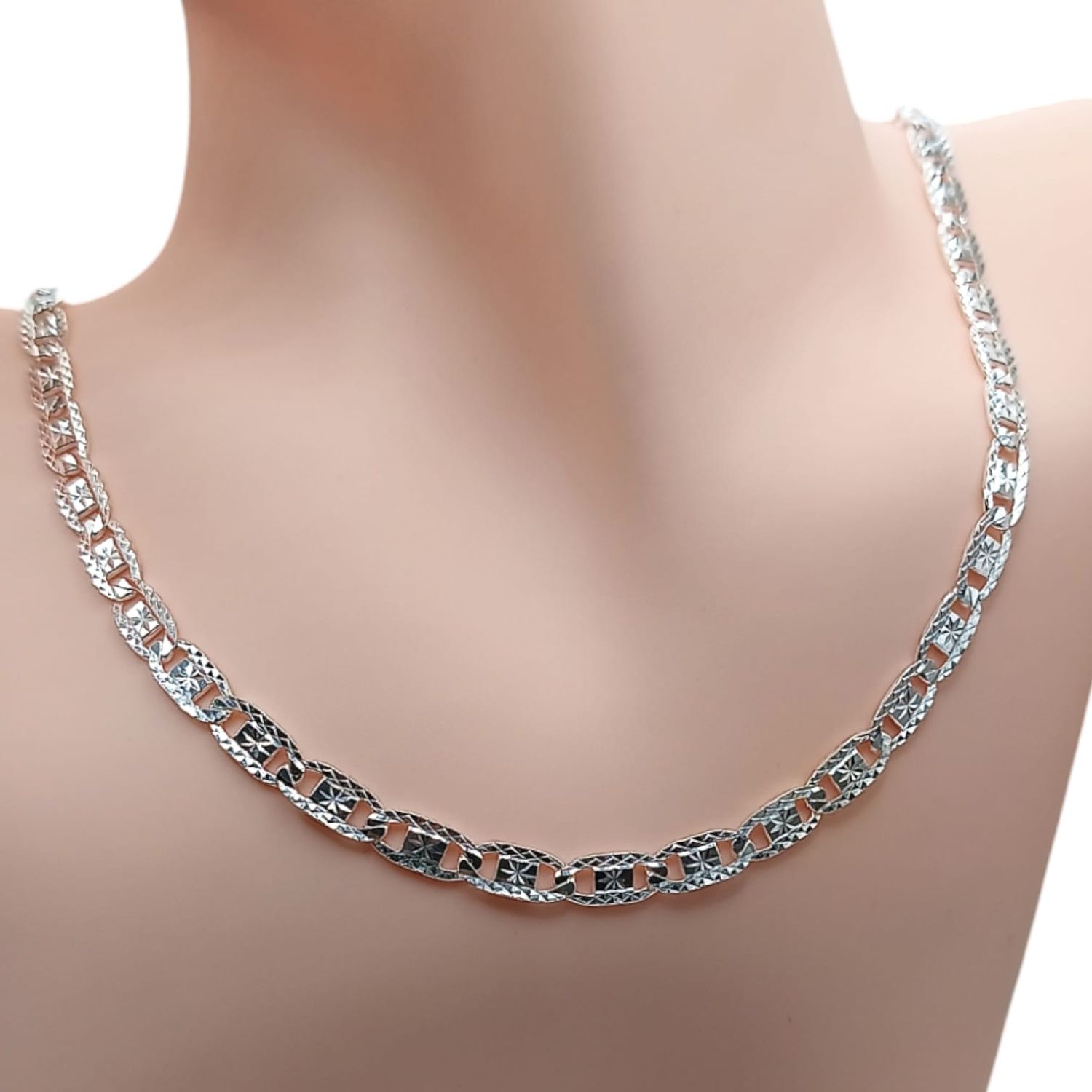 CADENA VAL DIAMANTADA ESTRELLA 5MM 22&quot; PLATA .925