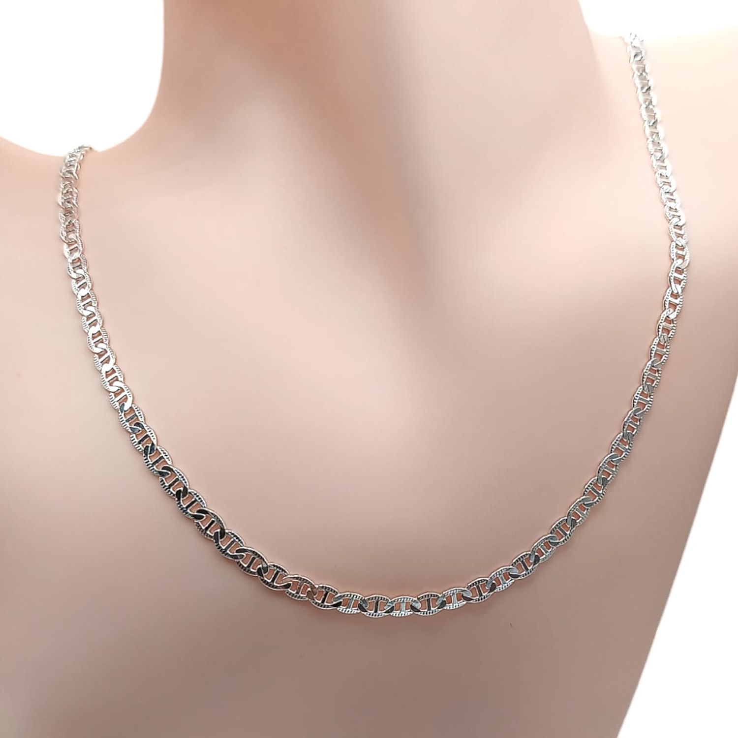 CADENA VAL DIAMANTADA LARGO 20&quot; ANCHO 4mm PLATA .925