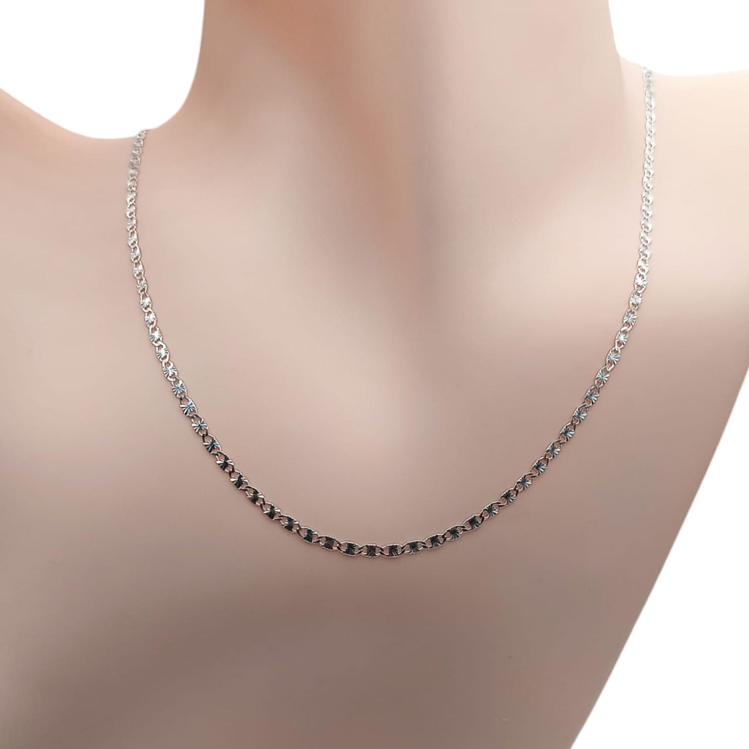 CADENA VAL DIAMANTADA ESTRELLA 16&quot; 2 MM PLATA .925