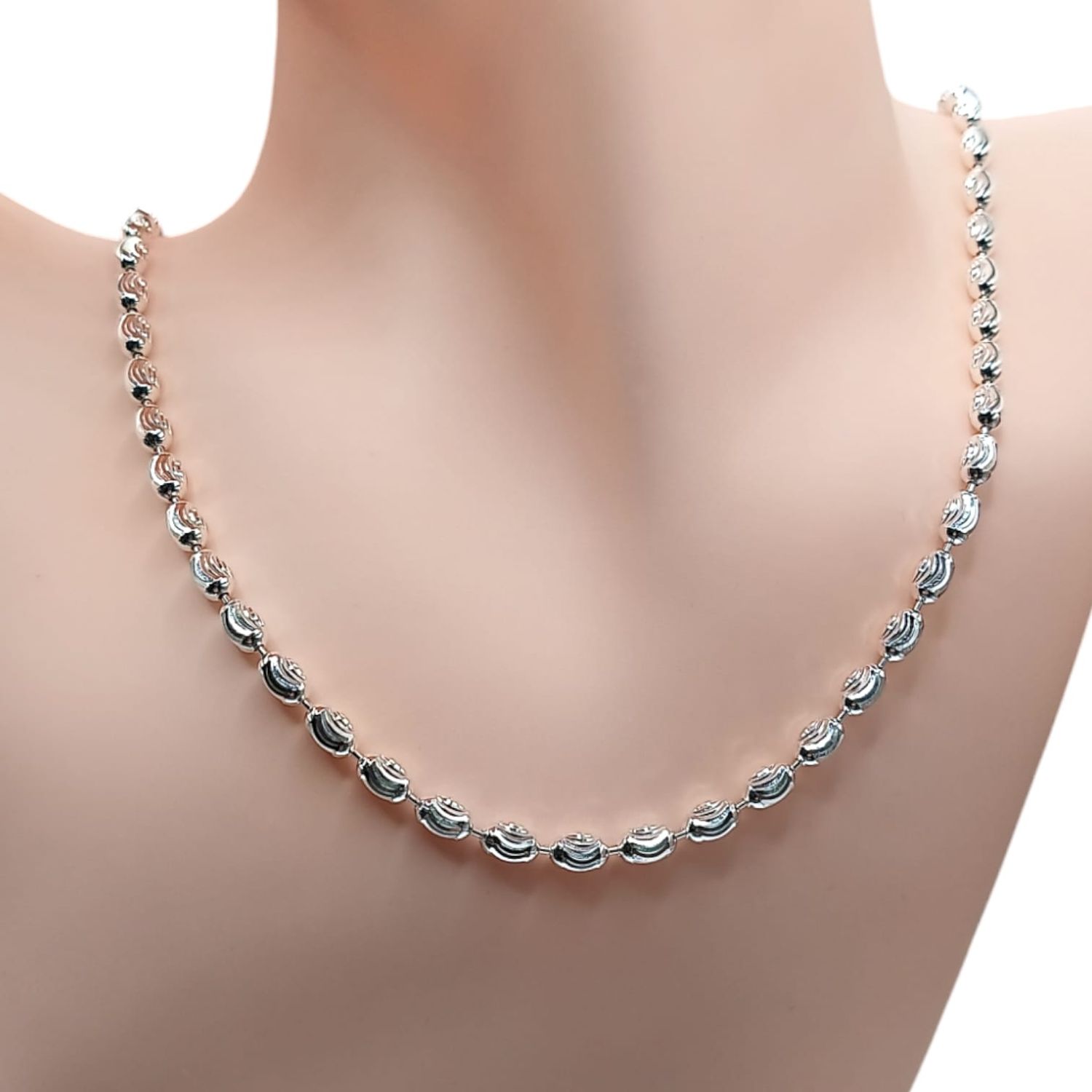 CADENA SEMILLA ULTRA DIAMANTADA 4 MM 23&quot; PLATA .925
