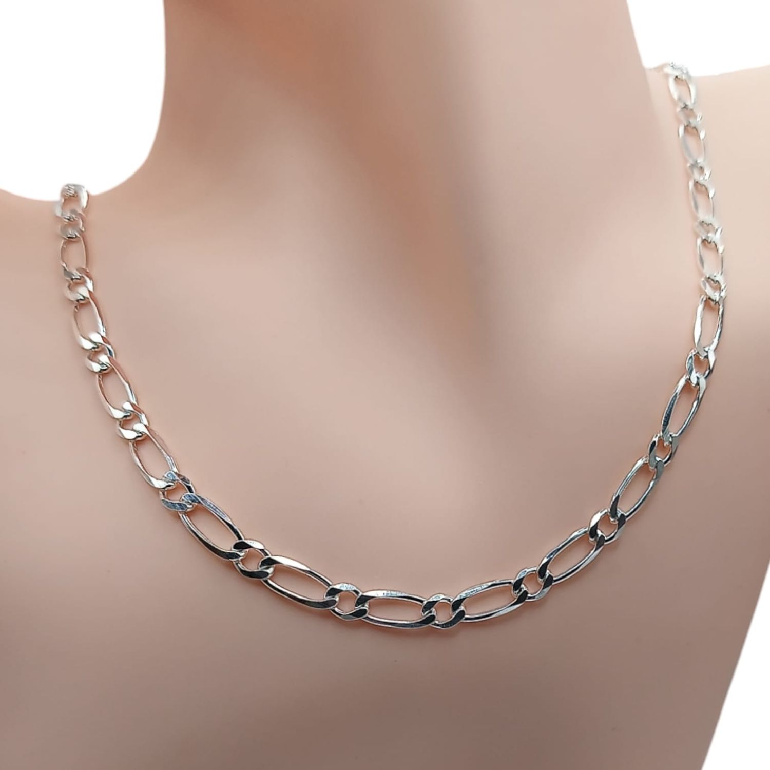 CADENA FIGARO 20&quot; 5MM PLATA .925