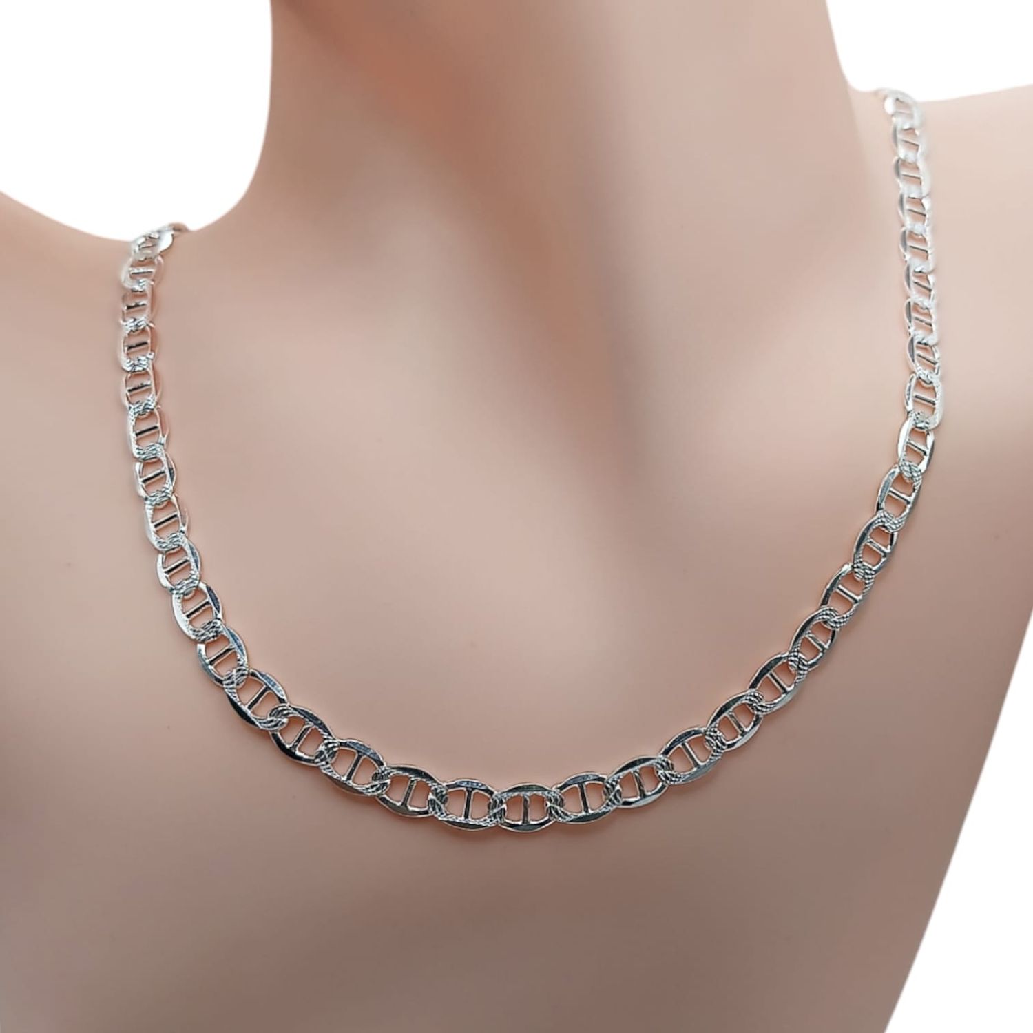 Cadena Val. diamantada largo 18&quot;, ancho 6mm PLATA .925