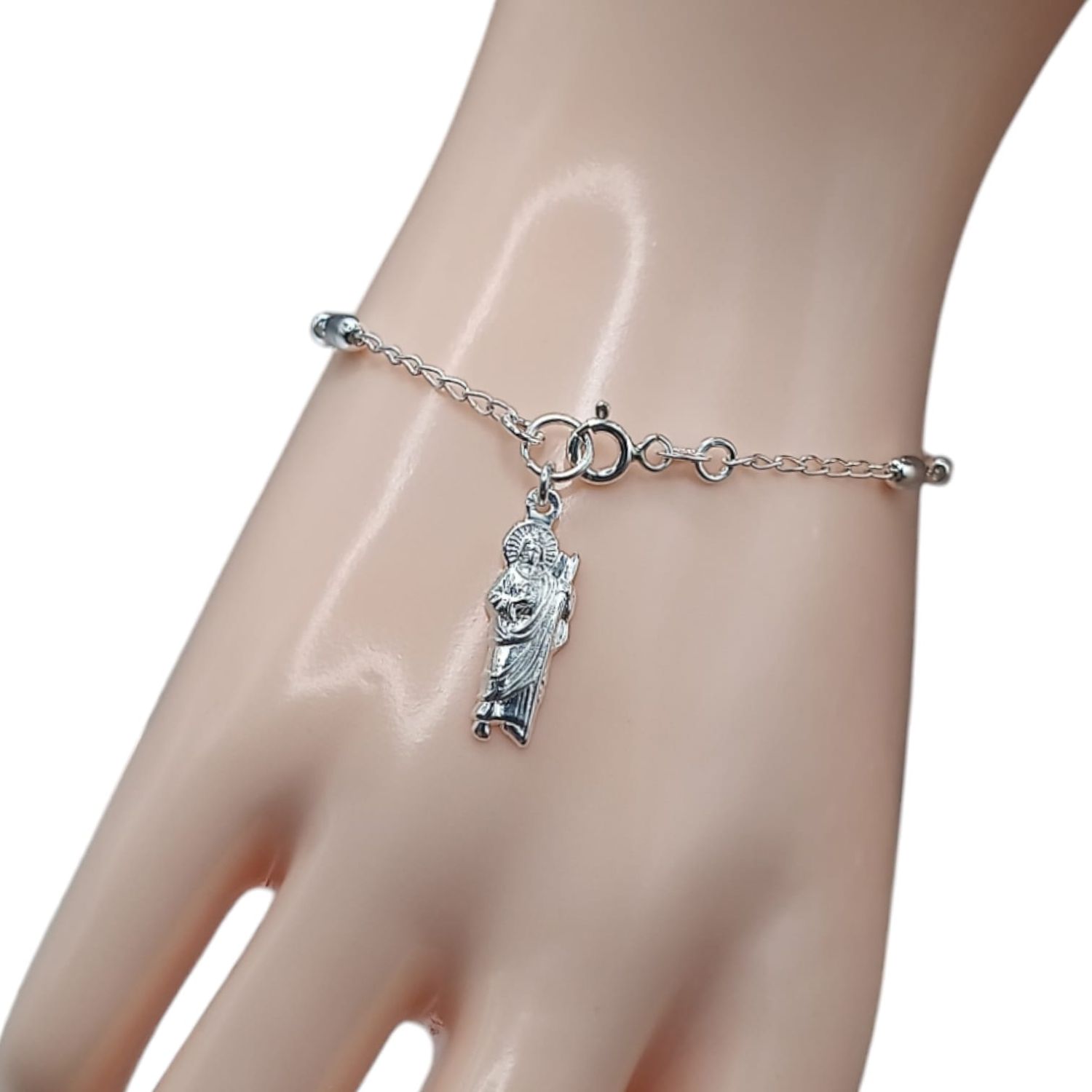 Misterio de mano San Judas de semilla lisa  6 mm. 7&#39; de largo. PLATA .925