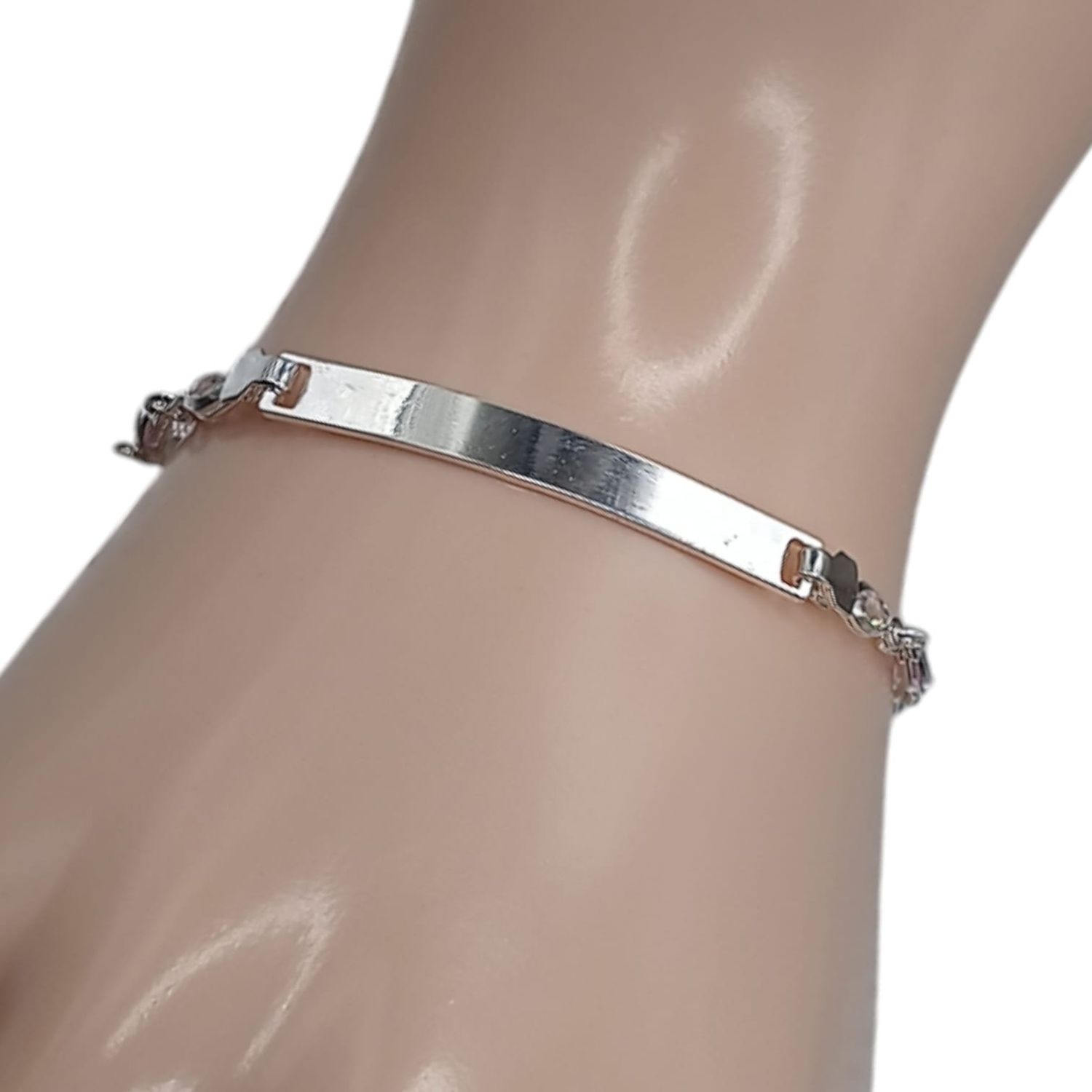 PULSERA MULTICOLOR CON PLACA MIDE 7.5 &quot; PLATA 925