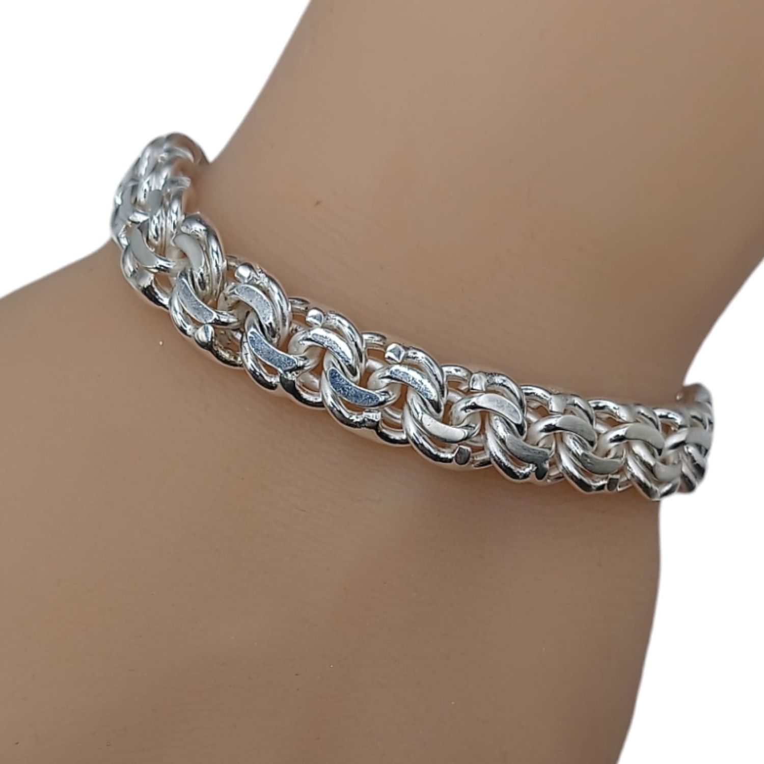 PULSERA TEJIDO CHINO 8.5&quot; 10MM PLATA .925 PLATA .925