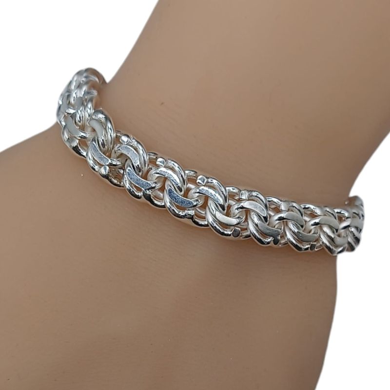 PULSERA TEJIDO CHINO 8.5&quot; 10MM PLATA .925 PLATA .925