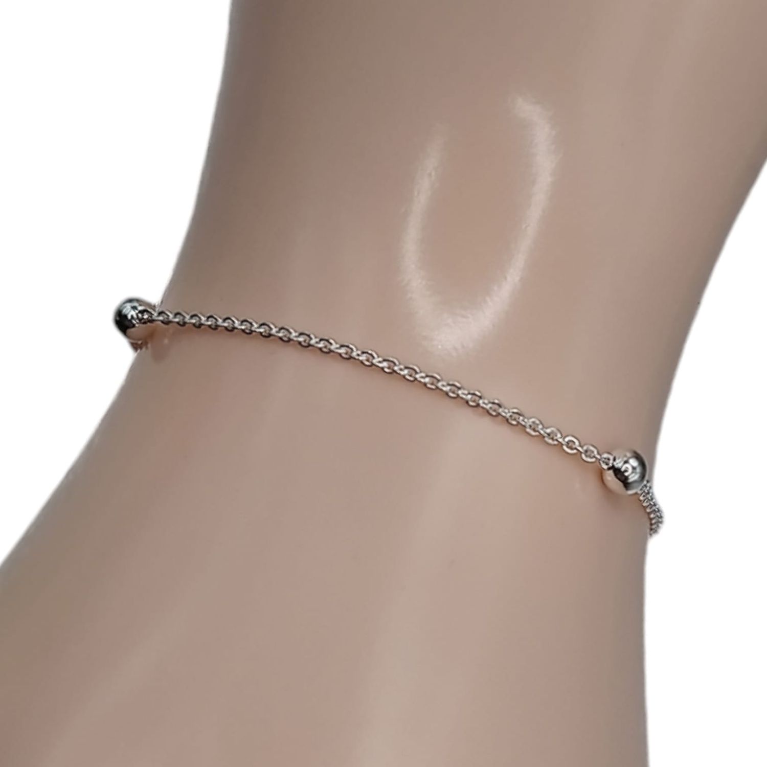 Pulsera con Bolita lisa. 7&quot; de largo PLATA .925