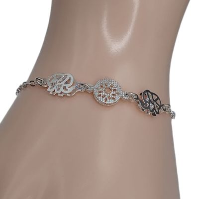 PULSERA ELEFANTES CON CZ AMBAR  7&quot;  PLATA .925