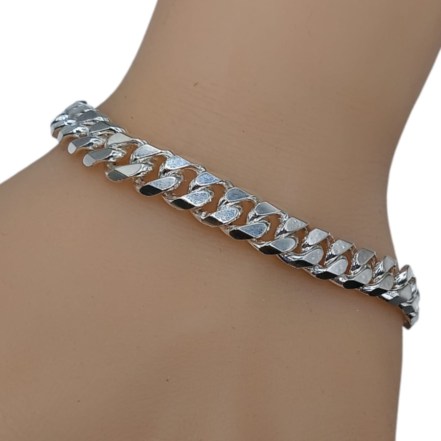 PulseraEstilo cubano liso  8 mm PLATA .925