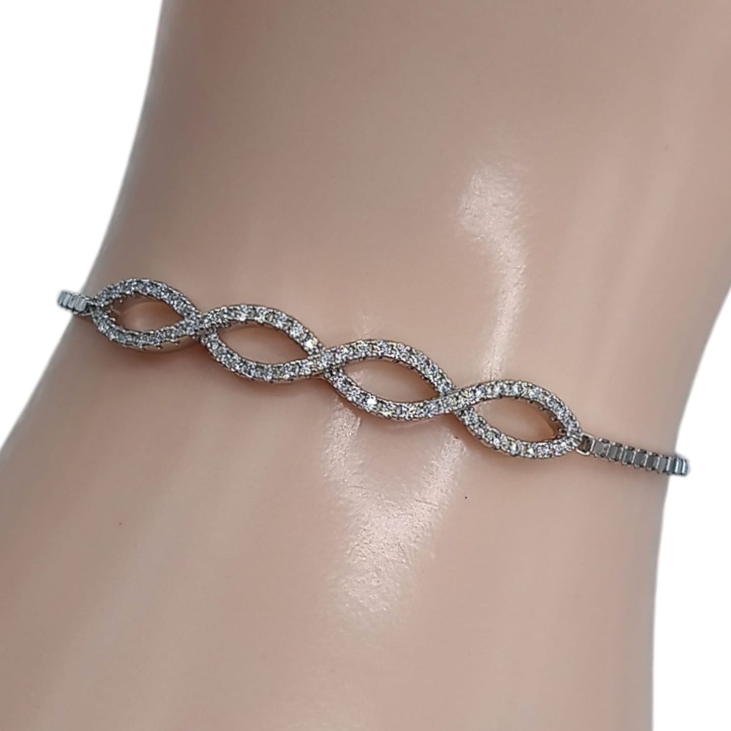 Pulsera Ajustable Doble  infinito PLATA .925