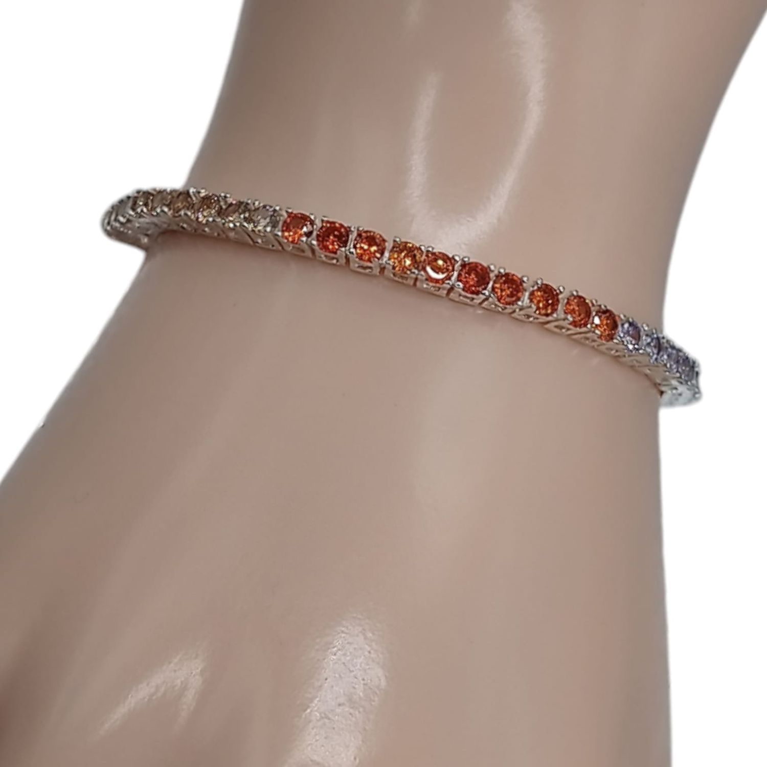 PULSERA CON CZ COLORES SURTIDOS 7&quot; PLATA .925