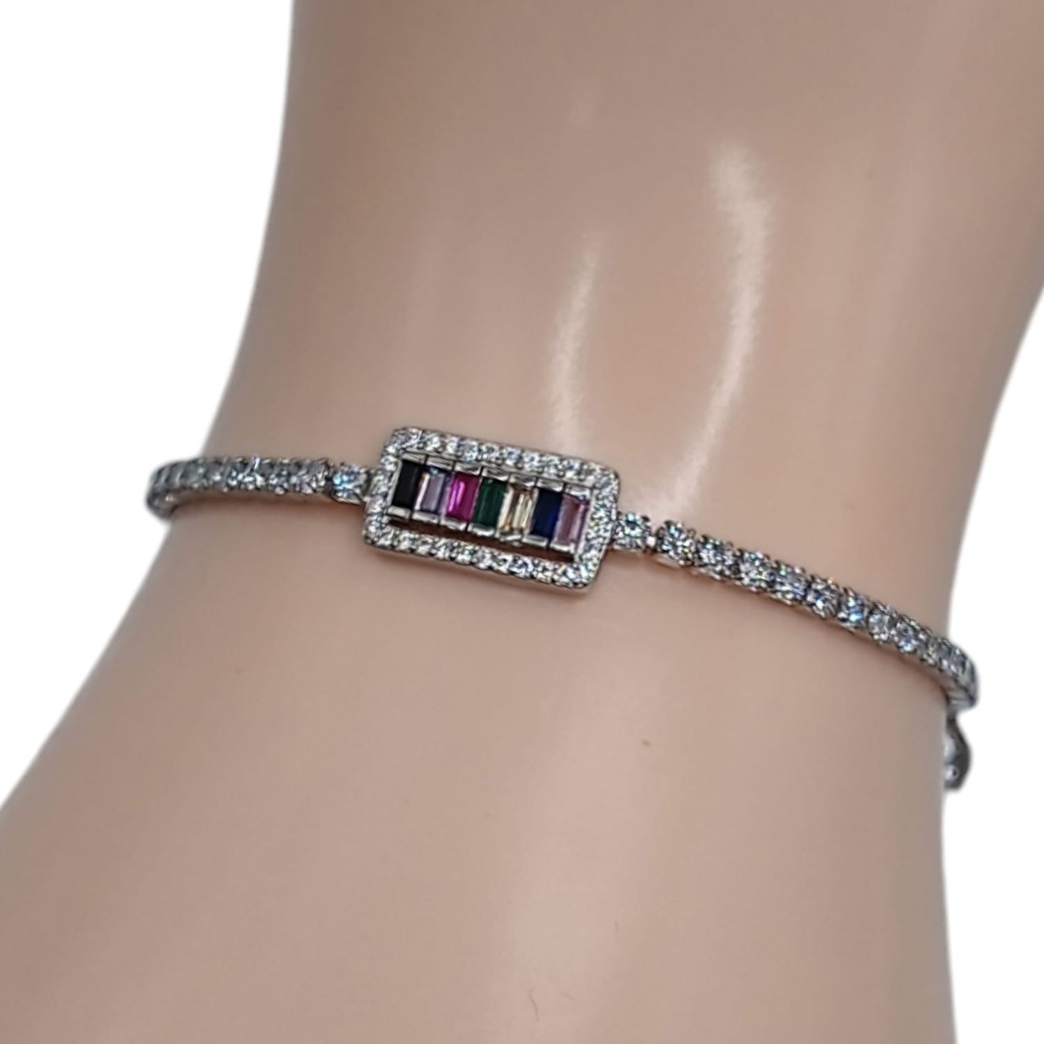 PULSERA AJUSTABLE MULTI CZ SURTIDAS PLATA .925