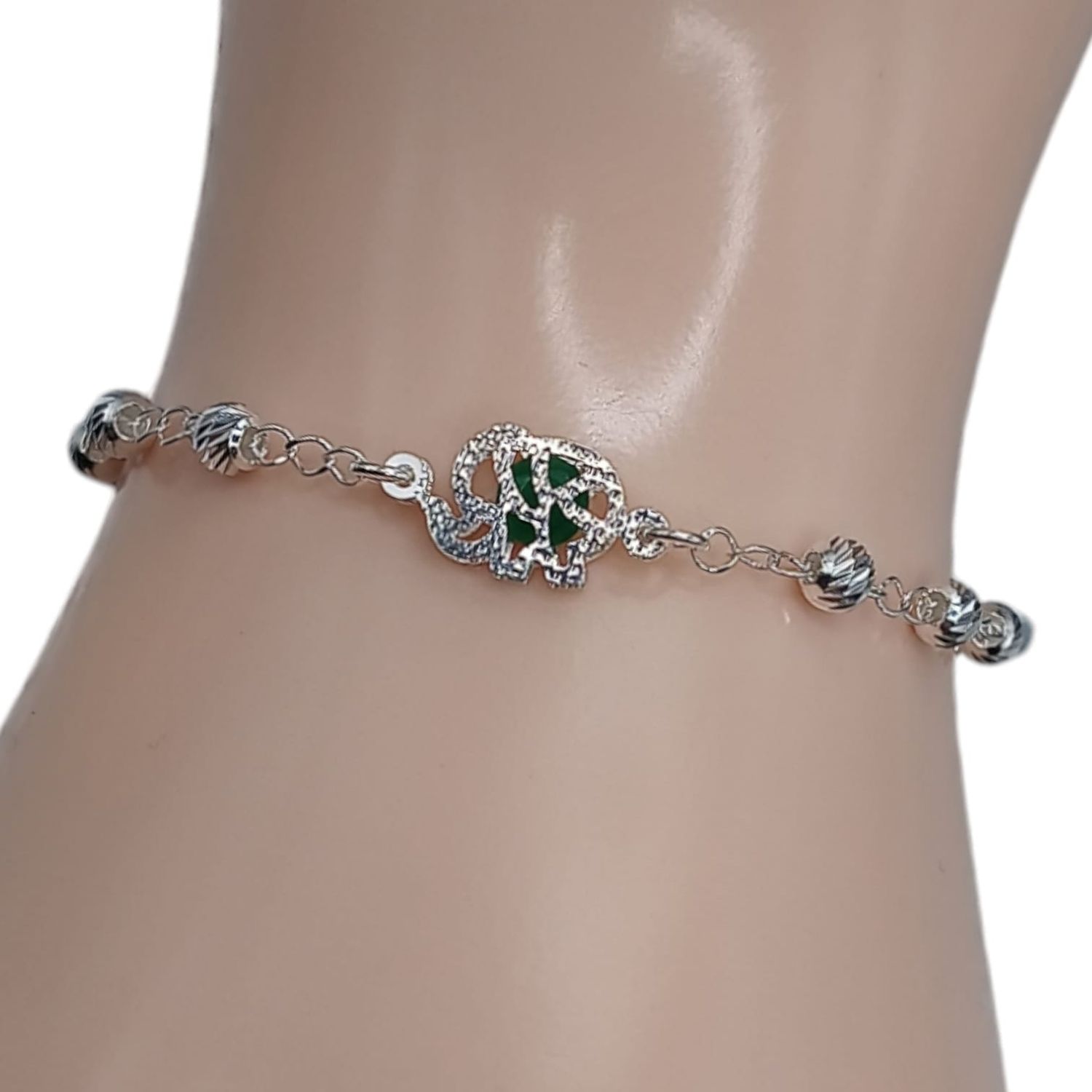 PULSERA DE ELEFANTE 7&quot; VARIOS COLORES PLATA .925