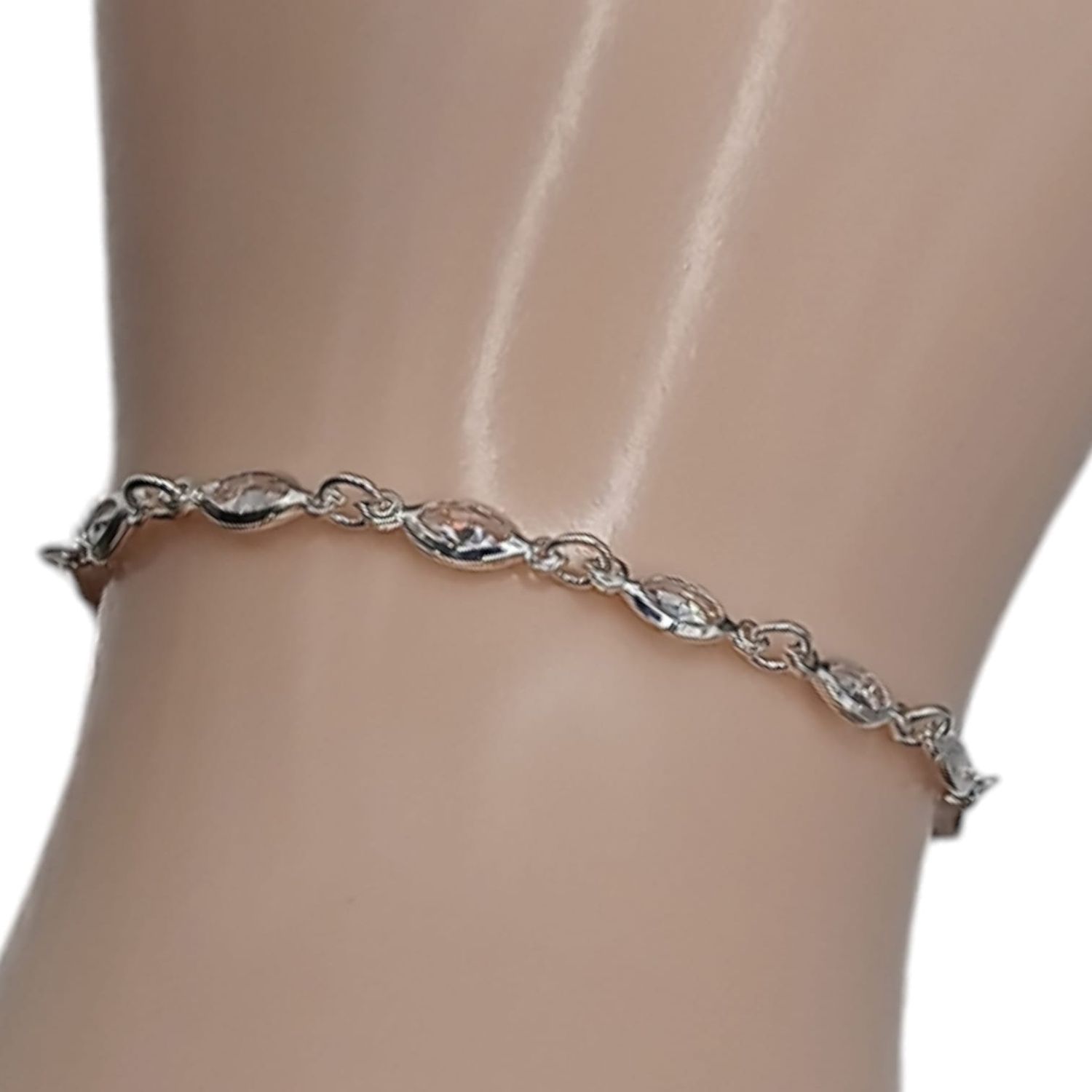 Pulsera cz blanca  7.5&quot; PLATA .925