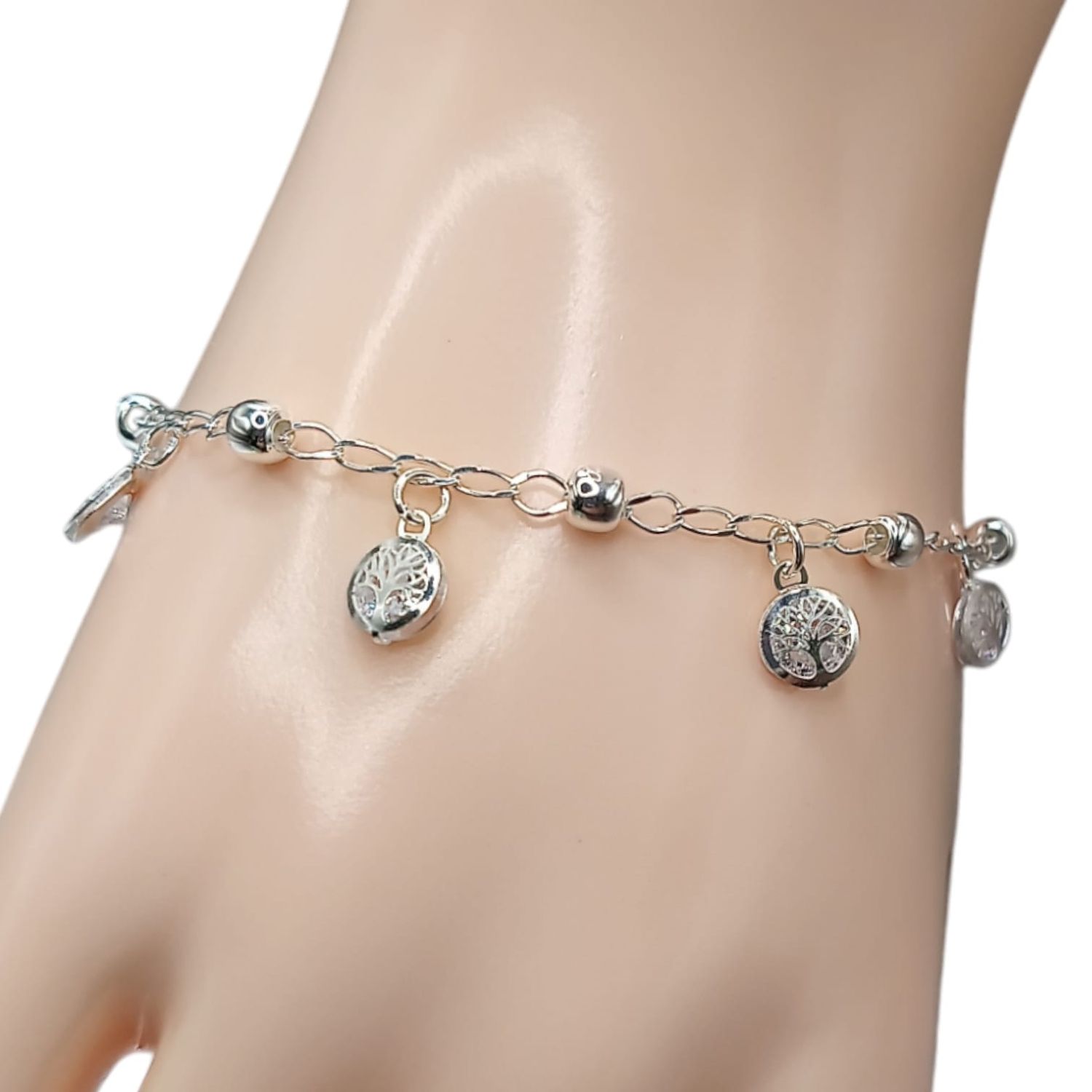 PULSERA CON ARBOL DE LA VIDA 8&quot; PLATA .925