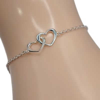 Pulsera Corazones entrelazados 7&quot; PLATA .925