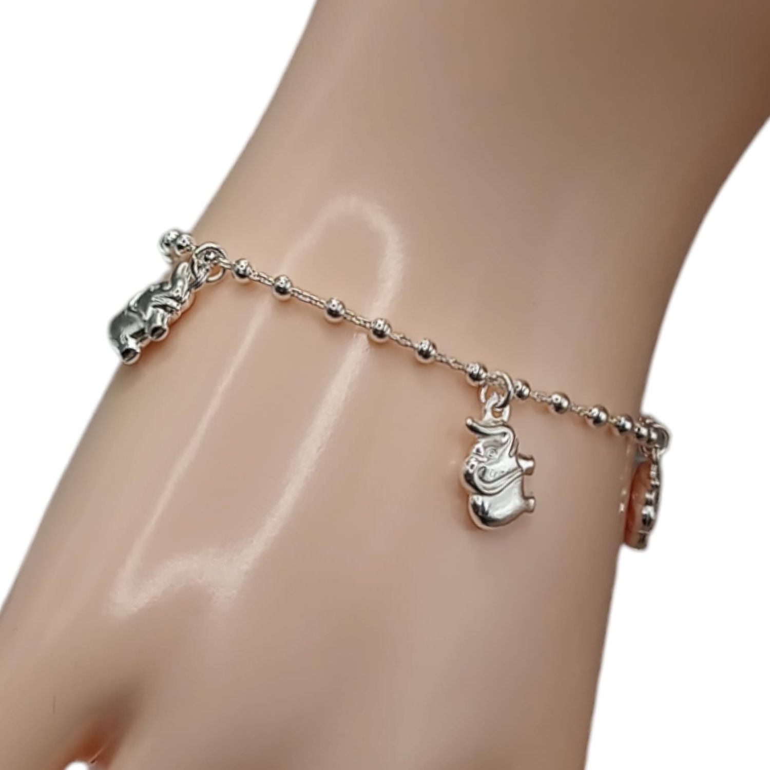 Pulsera Elefantito Panzon FANCY 7&quot; PLATA .925