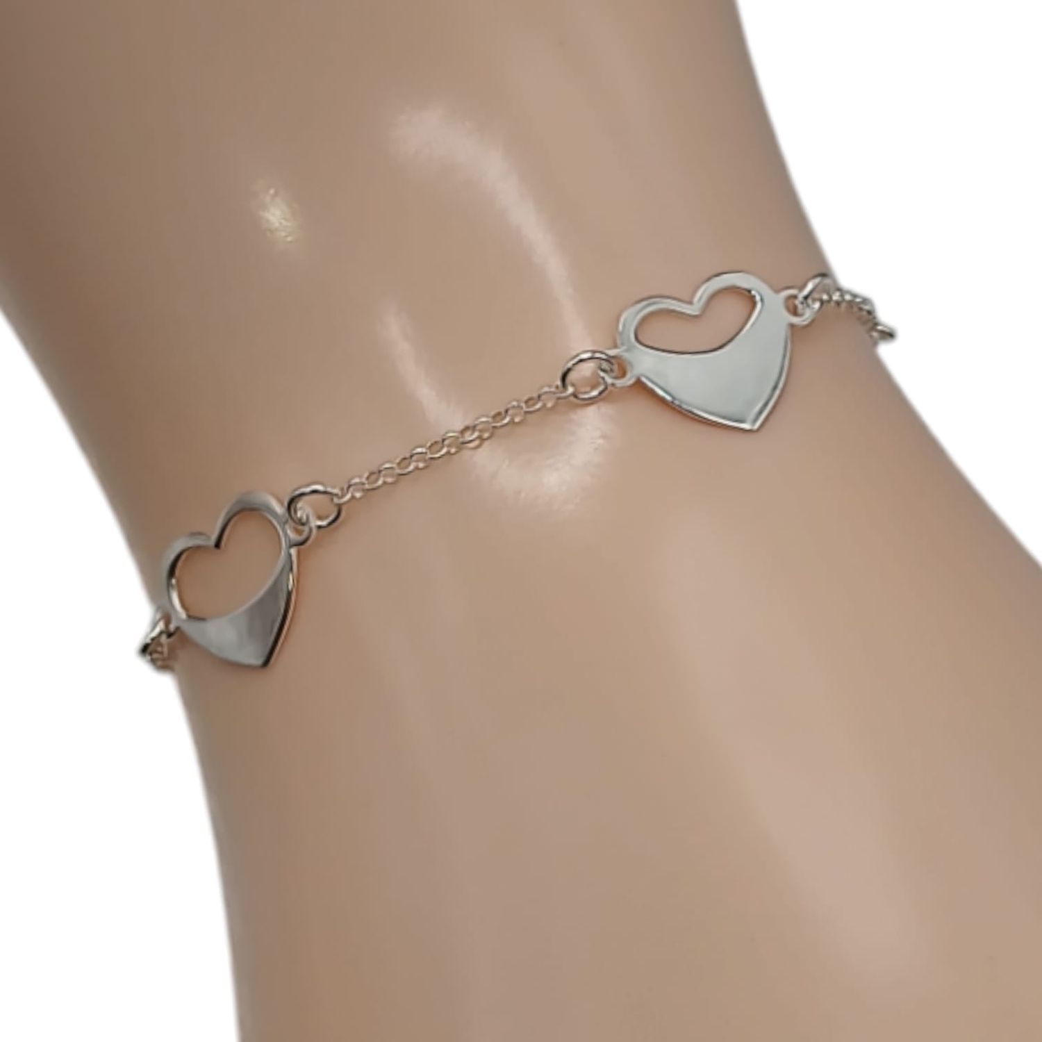 Pulsera # Corazones Fancy 7&quot; PLATA .925