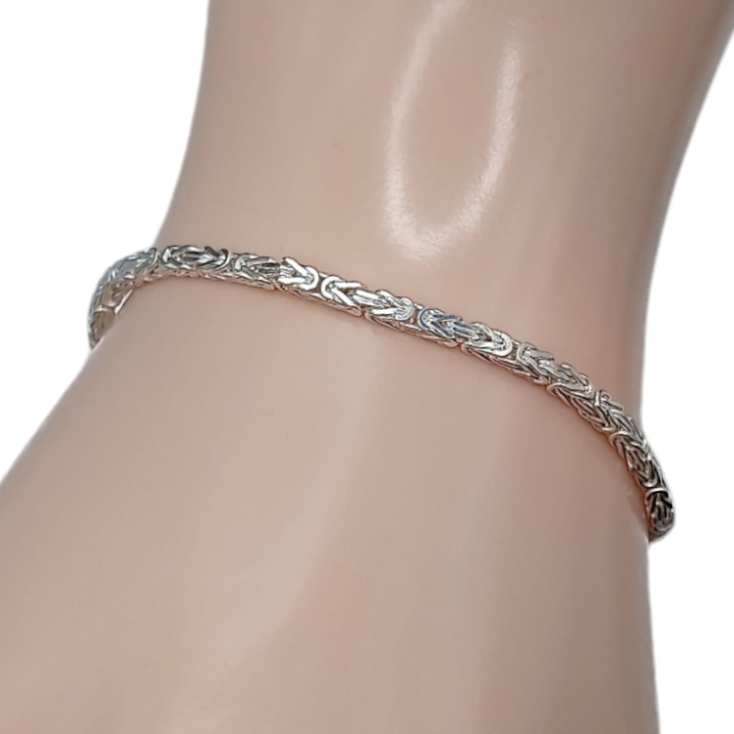 PULSERA TEJIDO FLEXIBLE  8.5&quot; 2MM  PLATA .925