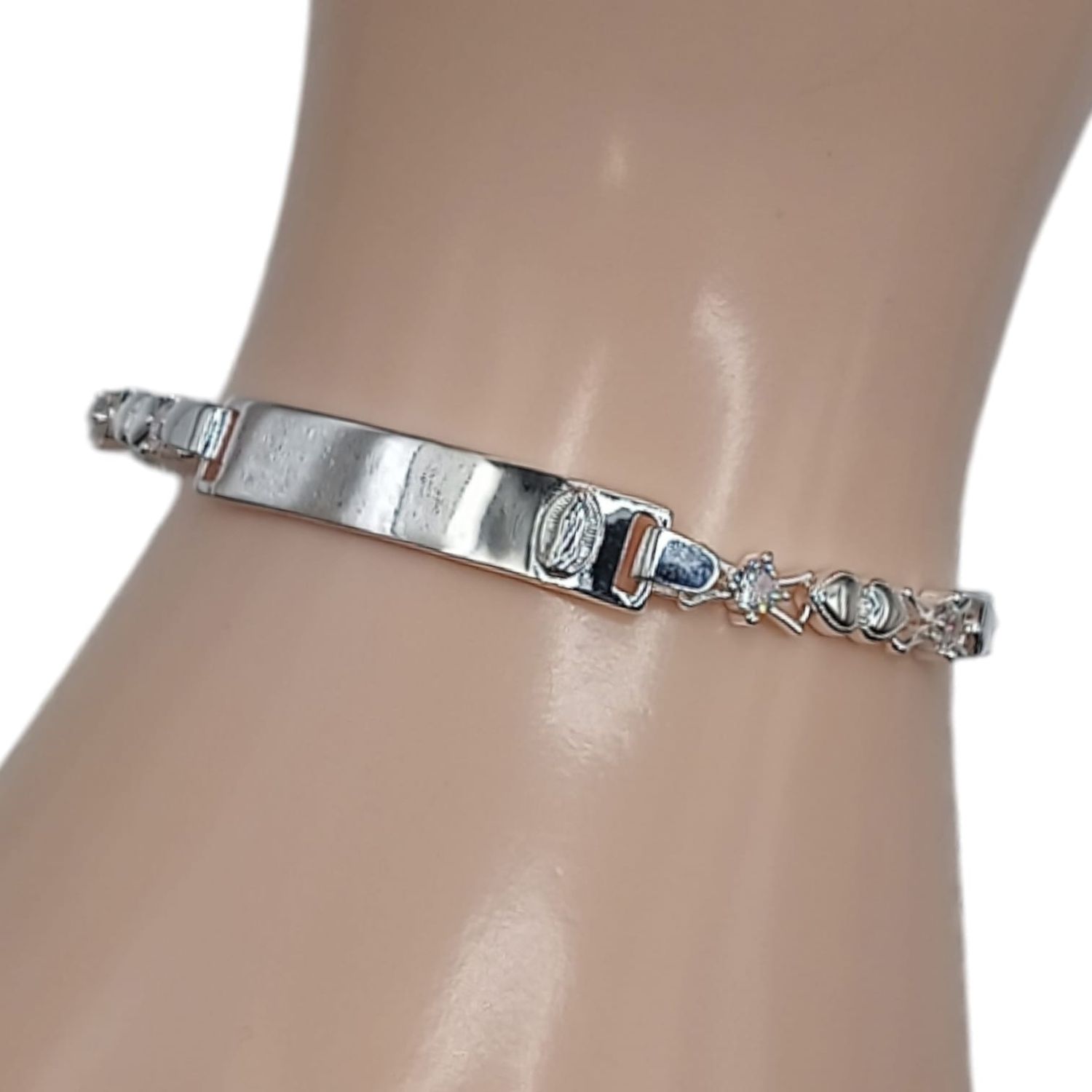 Pulsera Fancy Virgen de Guadalupe 7&quot; PLATA .925